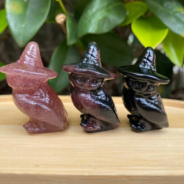 4CM Witch Owl Natural Crystal Carving