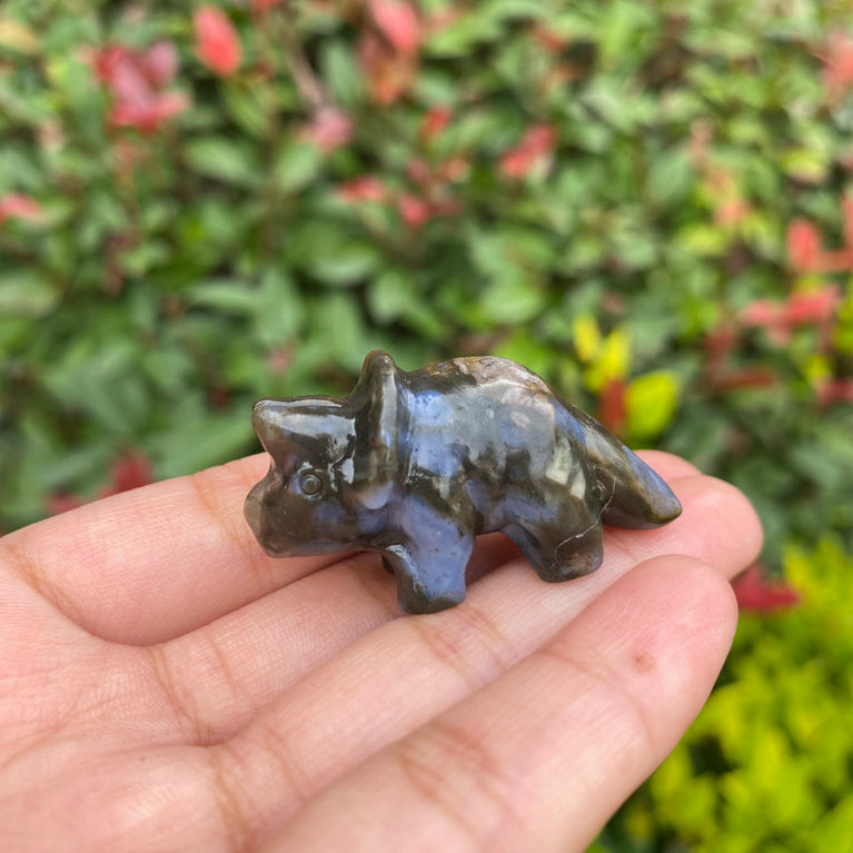 4CM Mini Triceratops Natural Crystal Carving