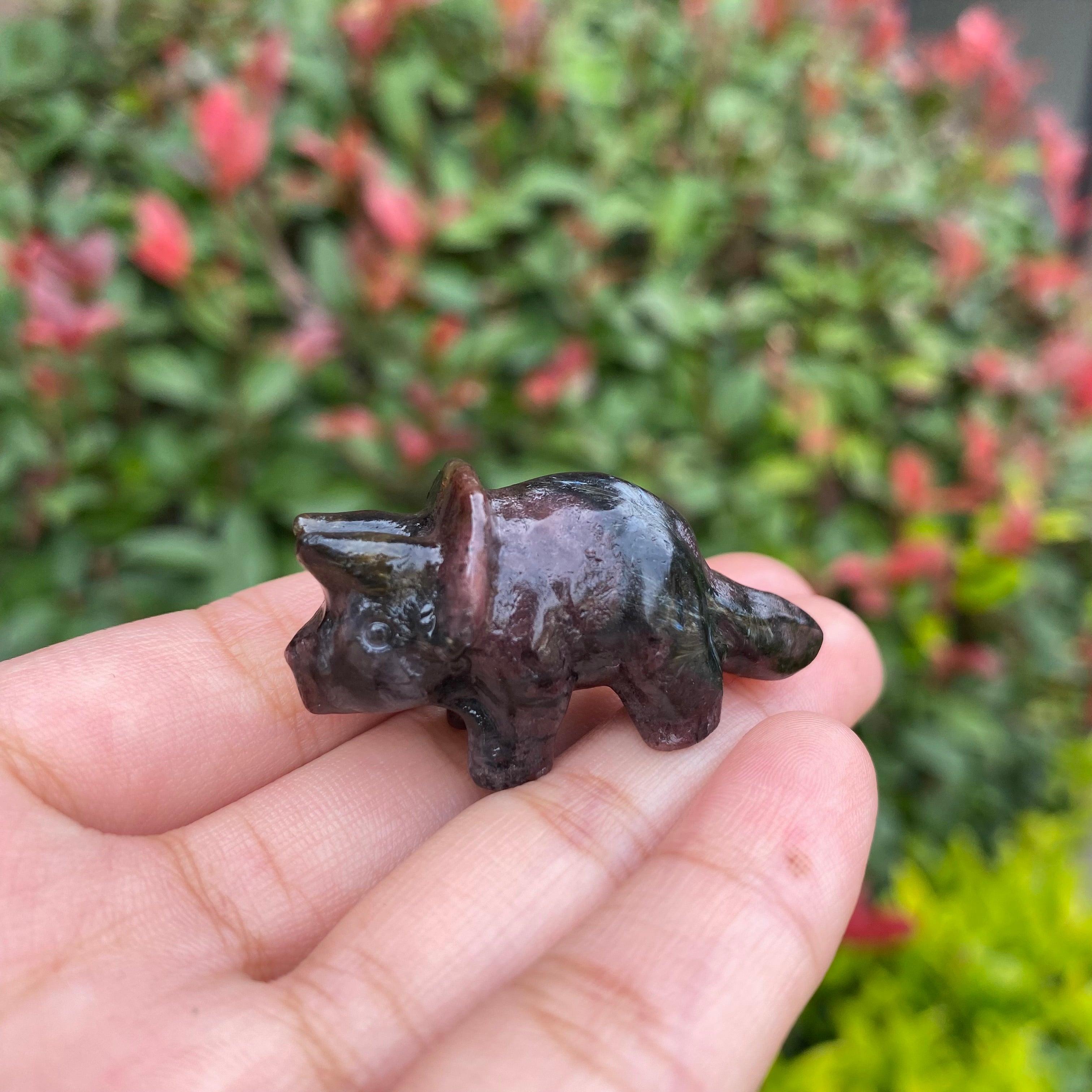 4CM Mini Triceratops Natural Crystal Carving