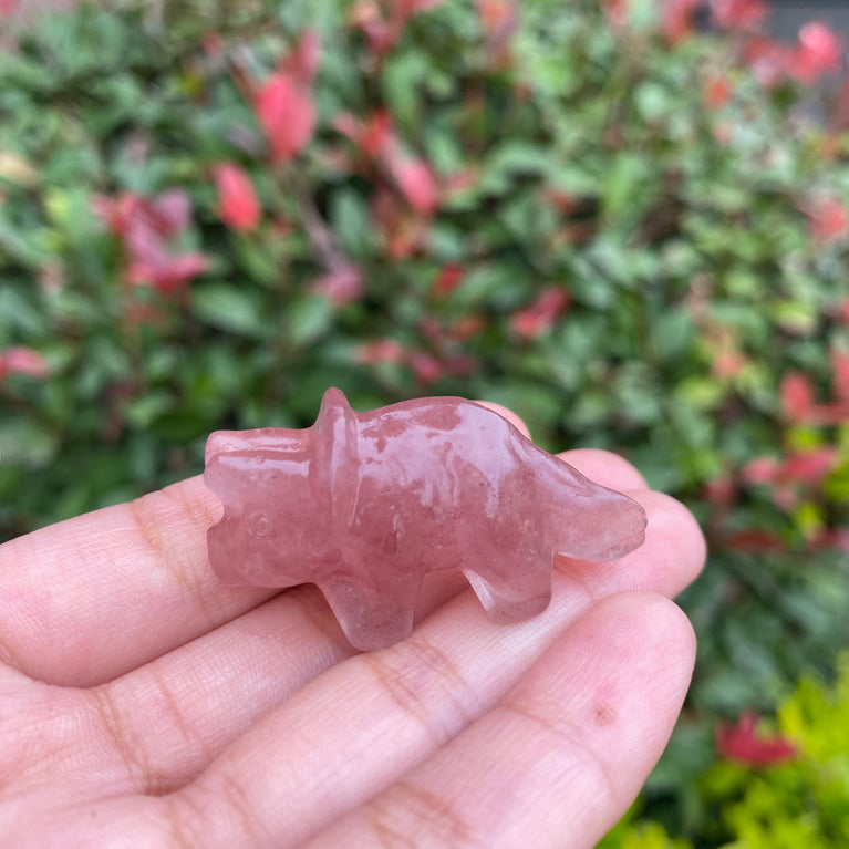 4CM Mini Triceratops Natural Crystal Carving