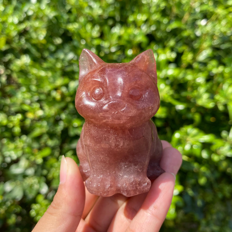 6/10CM Sitting Cat Natural Crystal Carving