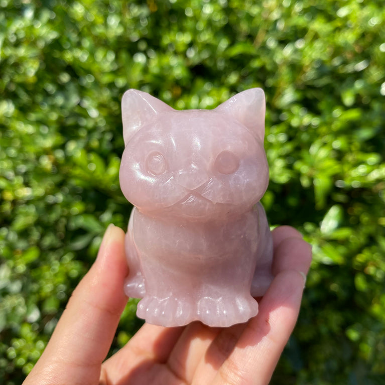 6/10CM Sitting Cat Natural Crystal Carving