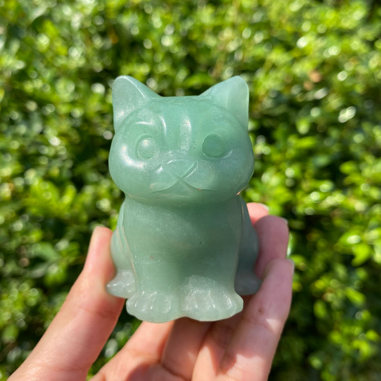 6/10CM Sitting Cat Natural Crystal Carving