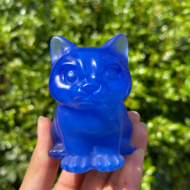 6/10CM Sitting Cat Natural Crystal Carving