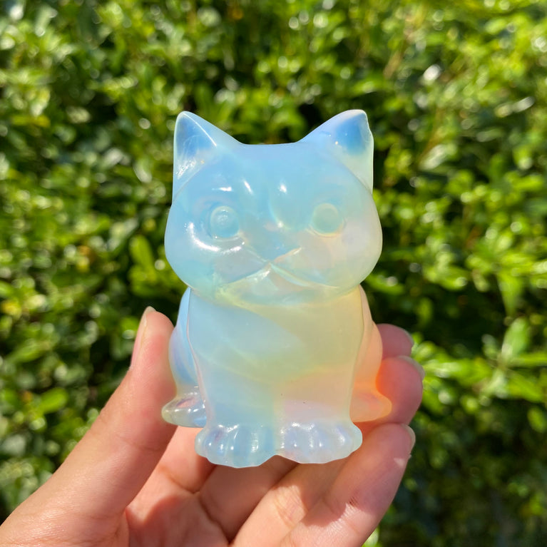 6/10CM Sitting Cat Natural Crystal Carving