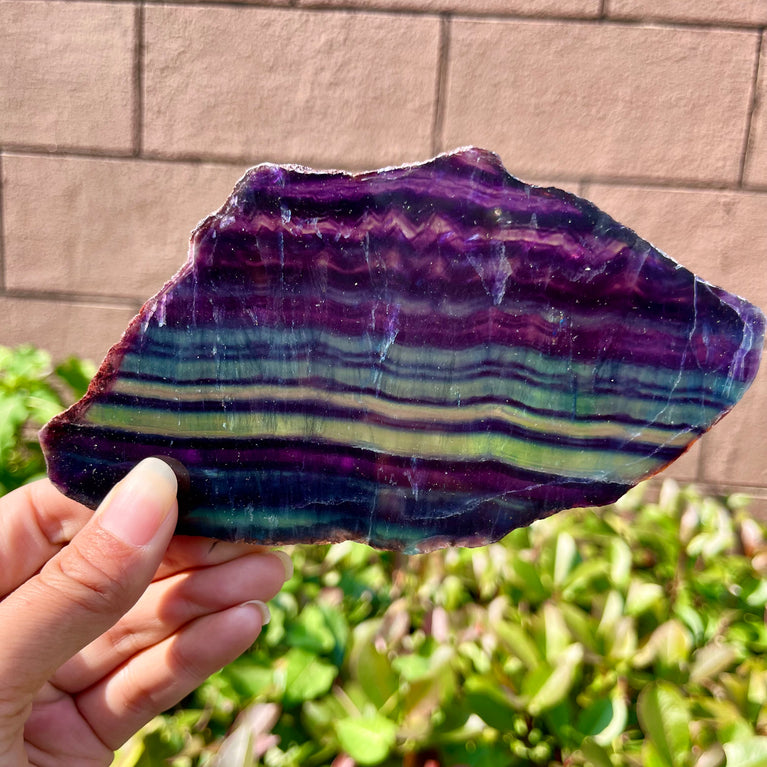 Rainbow Fluorite Slab Banding Fluorite Specimen Natural Raw Crystal Healing