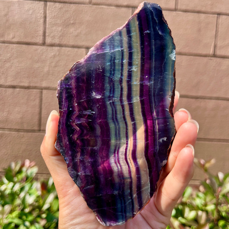 Rainbow Fluorite Slab Banding Fluorite Specimen Natural Raw Crystal Healing