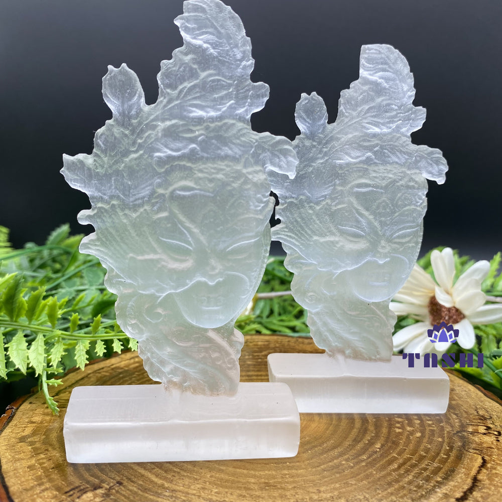 12CM Selenite Phonix Lady Natural Crystal Carving