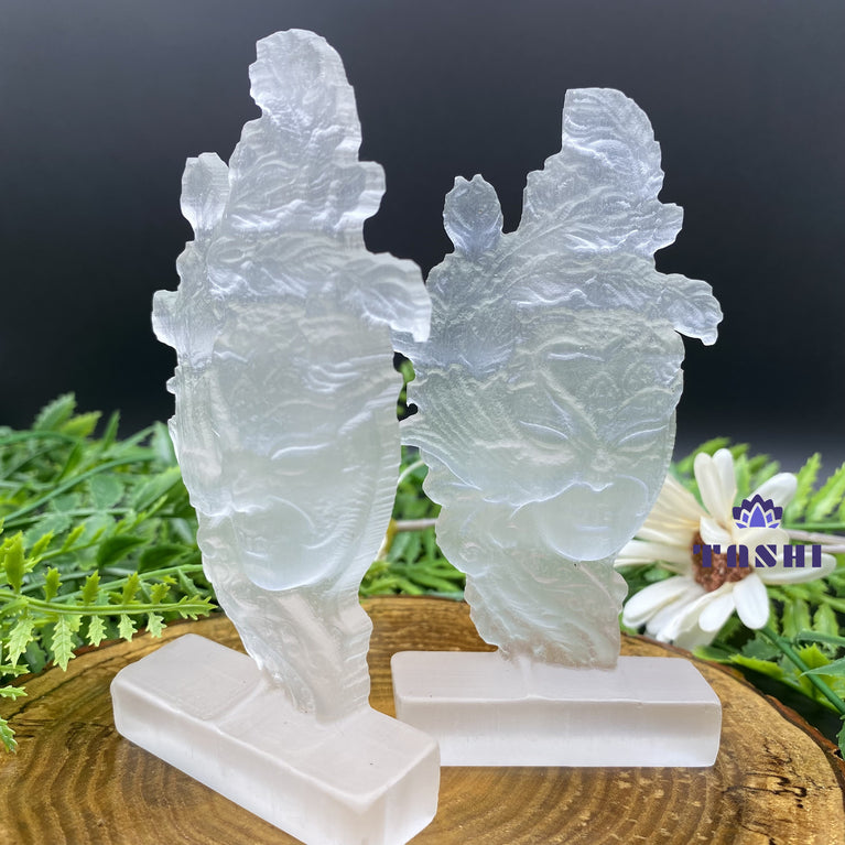 12CM Selenite Phonix Lady Natural Crystal Carving