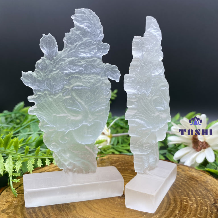 12CM Selenite Phonix Lady Natural Crystal Carving