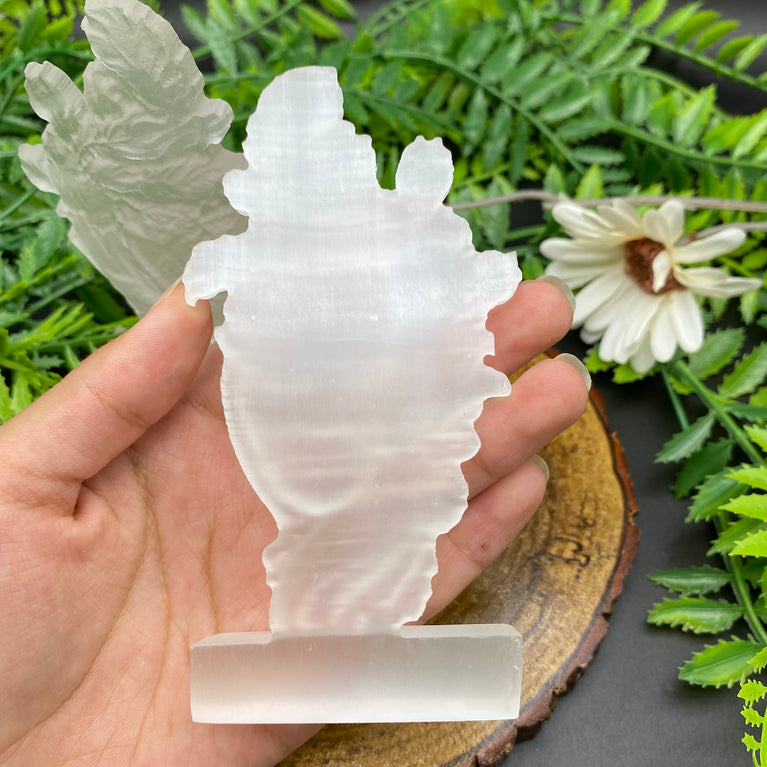 12CM Selenite Phonix Lady Natural Crystal Carving