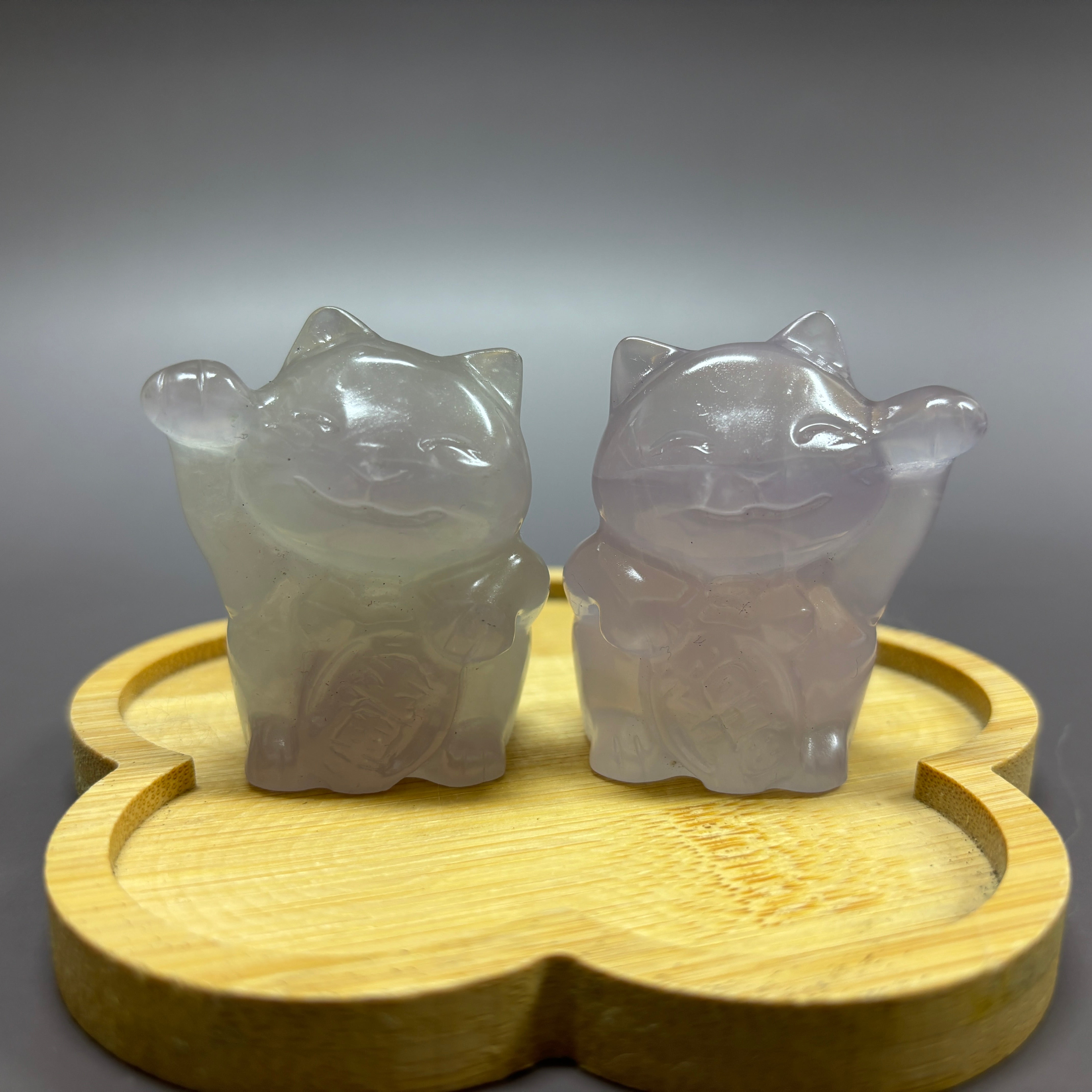 6CM Fortune Cat in Pair Lucky Cat Carving