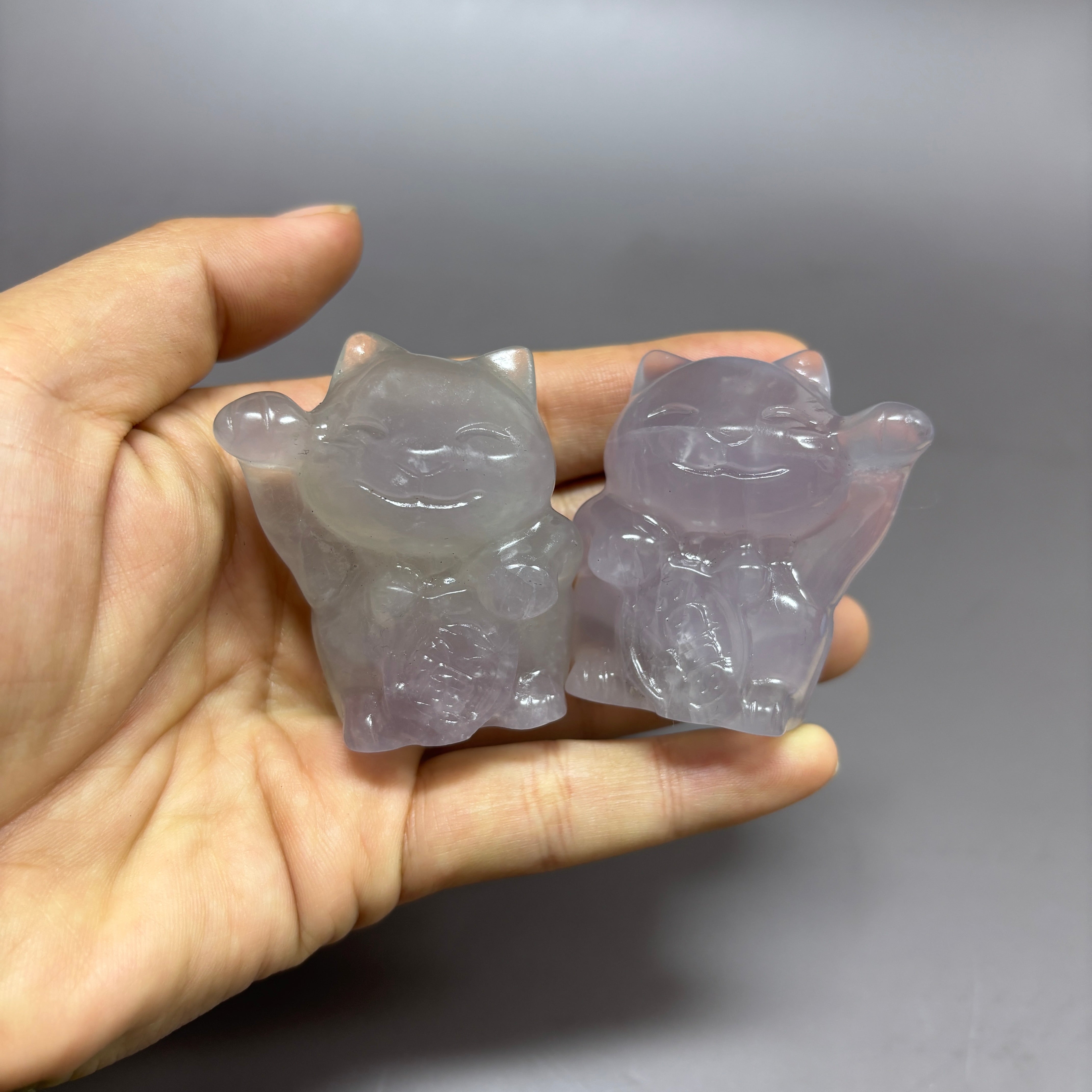 6CM Fortune Cat in Pair Lucky Cat Carving