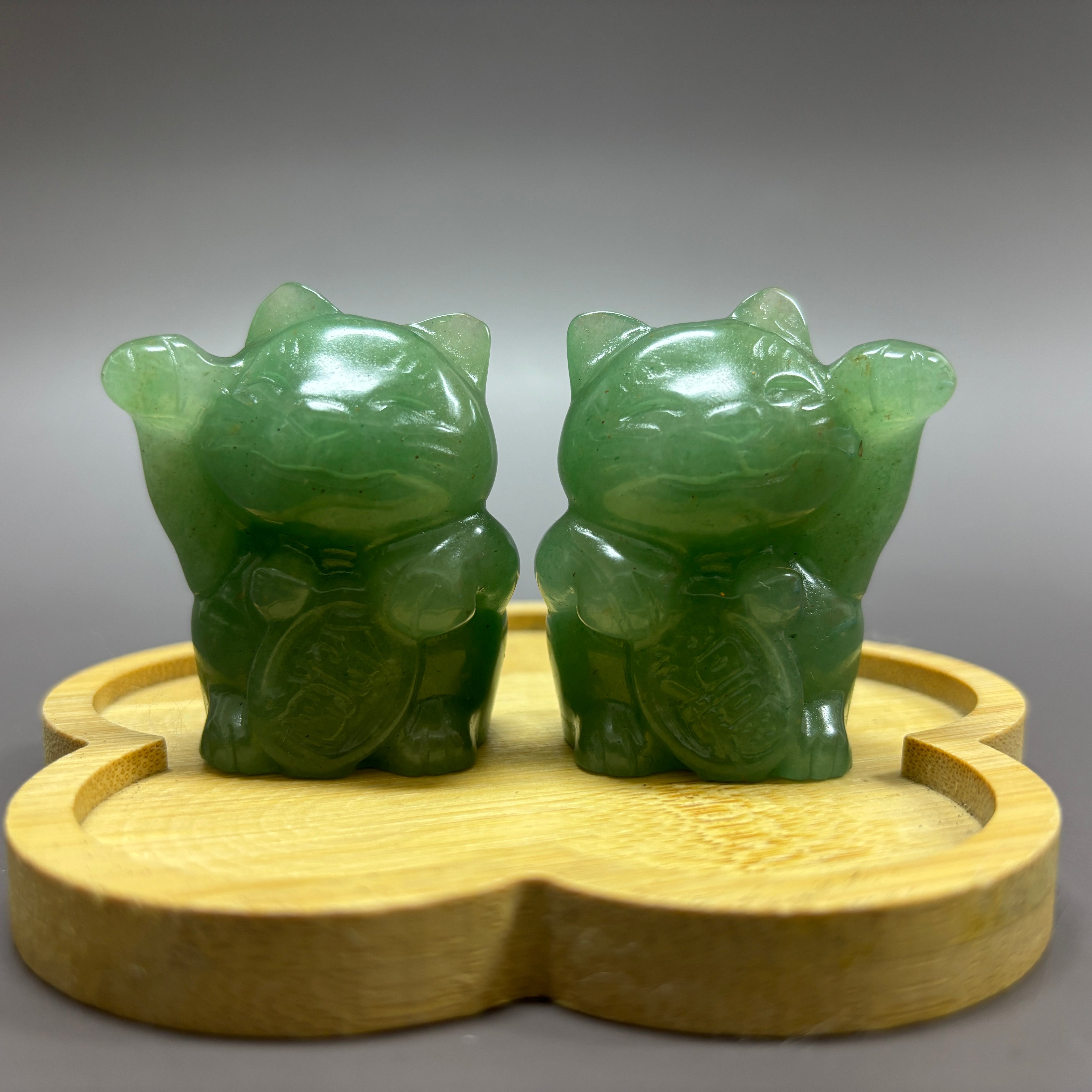 6CM Fortune Cat in Pair Lucky Cat Carving
