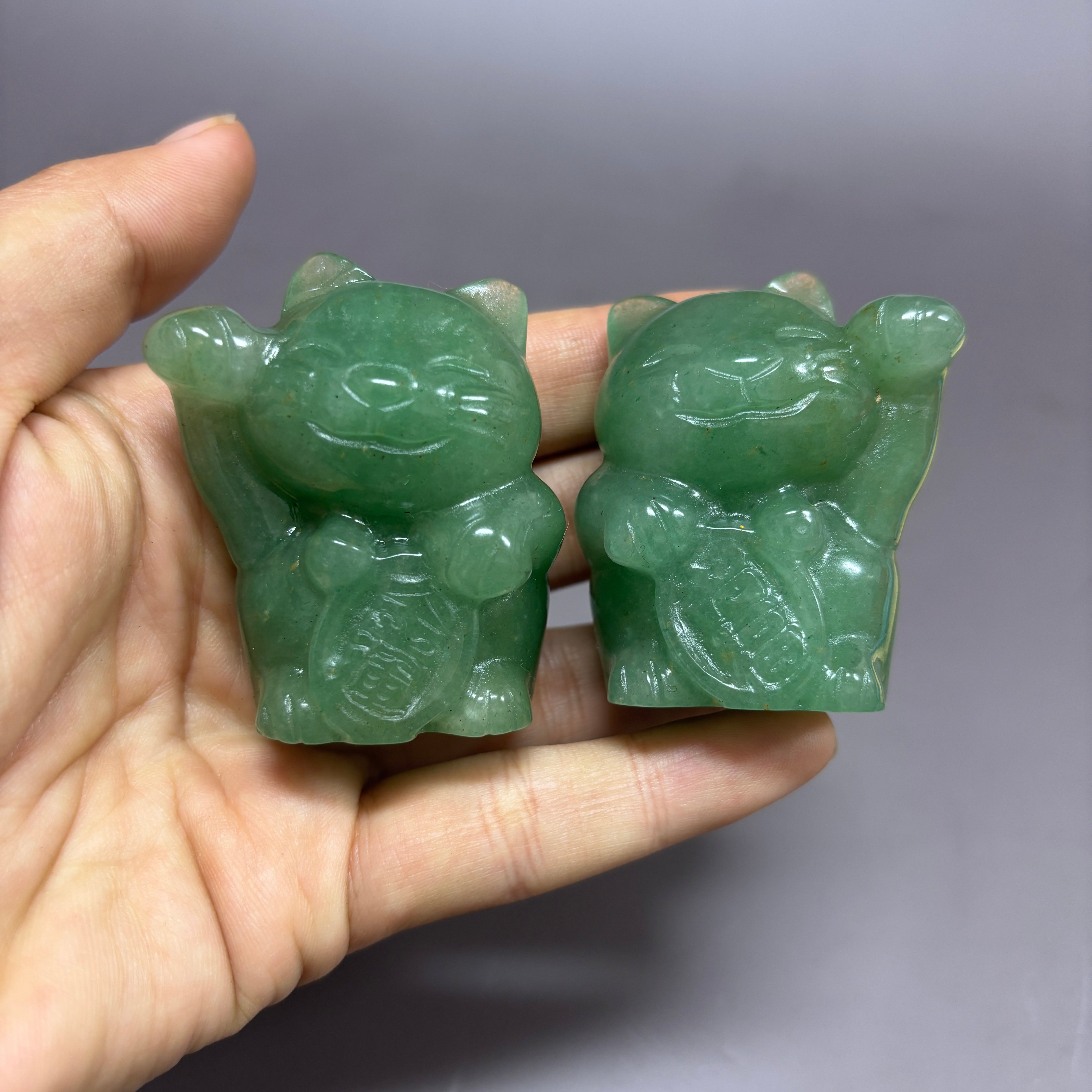 6CM Fortune Cat in Pair Lucky Cat Carving