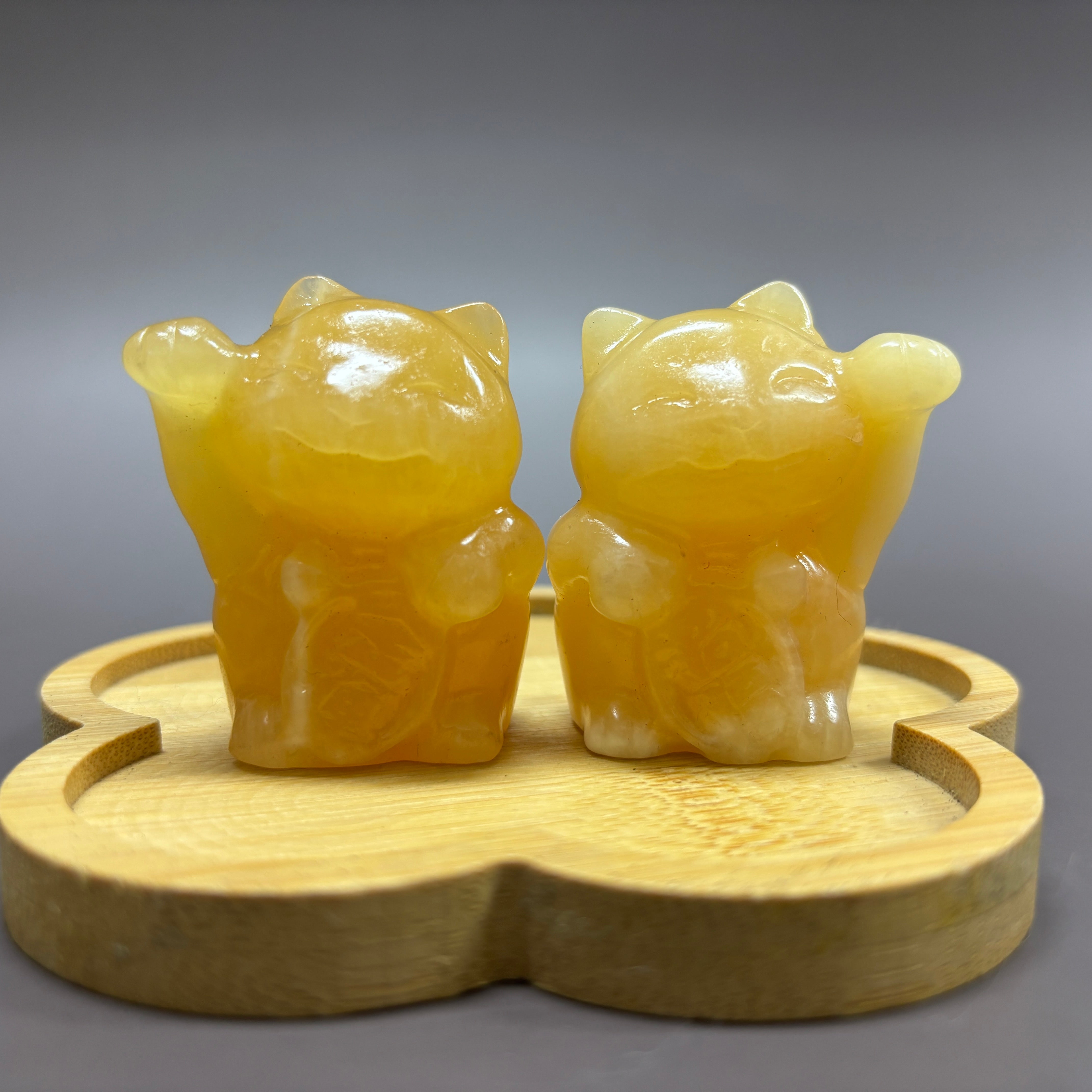 6CM Fortune Cat in Pair Lucky Cat Carving