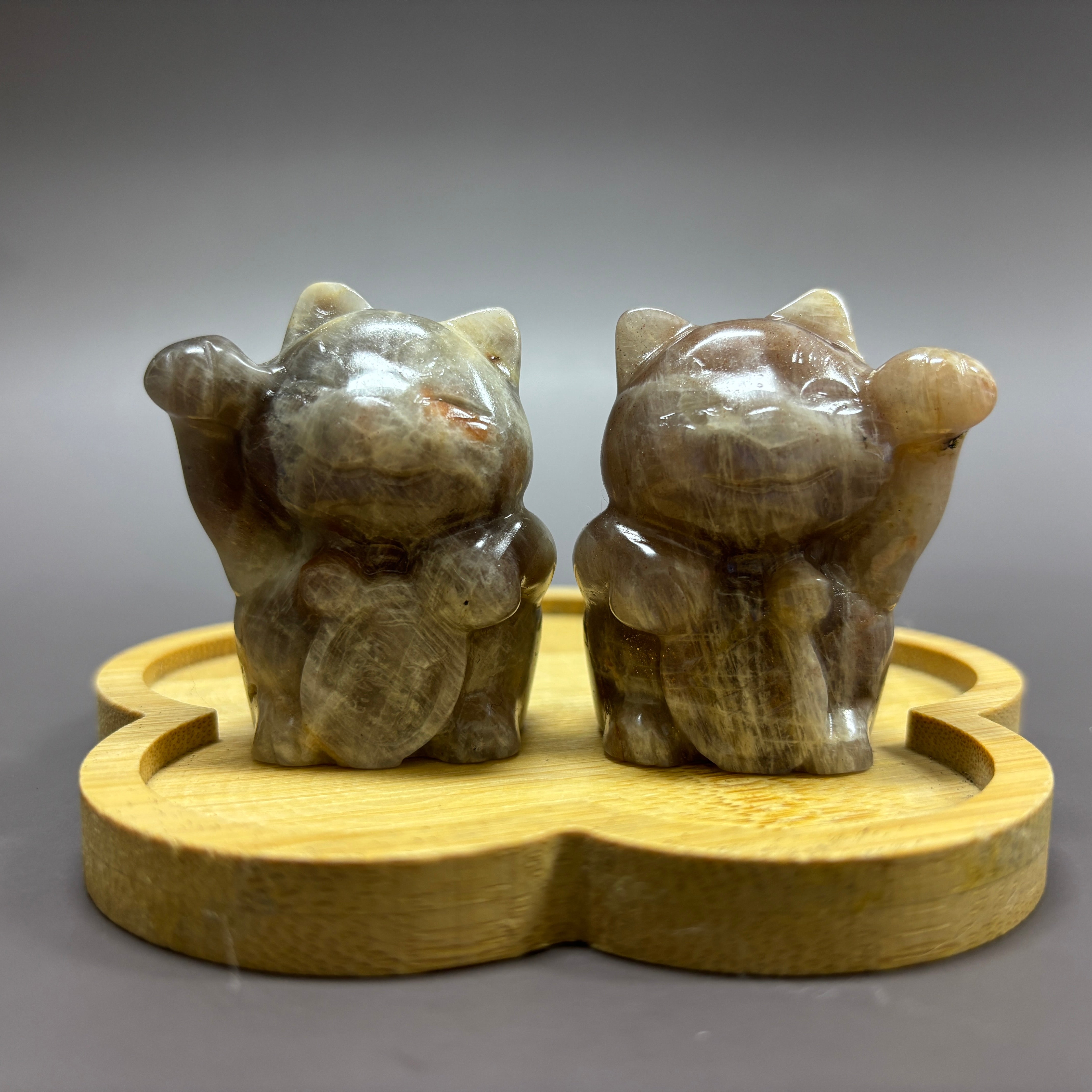 6CM Fortune Cat in Pair Lucky Cat Carving
