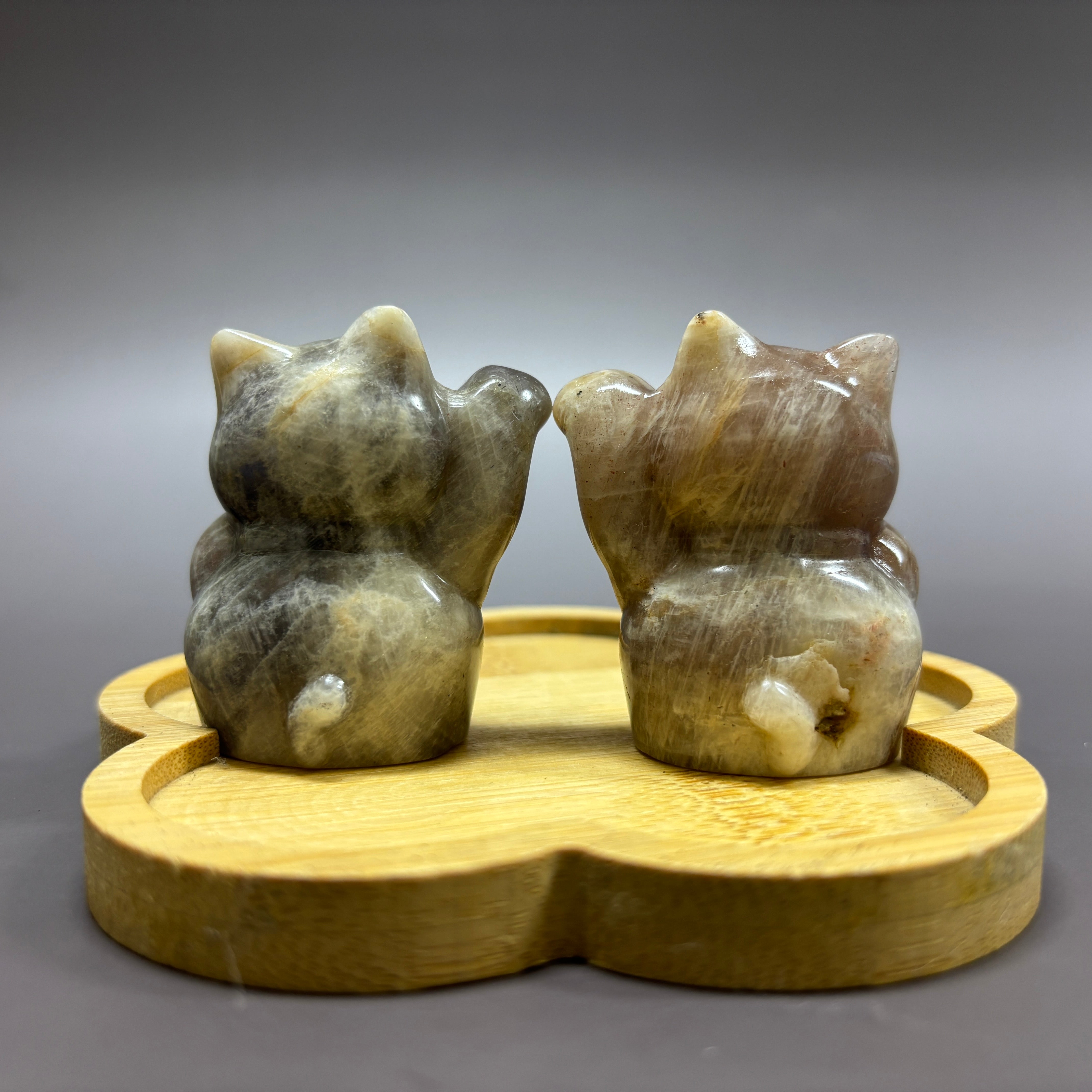 6CM Fortune Cat in Pair Lucky Cat Carving