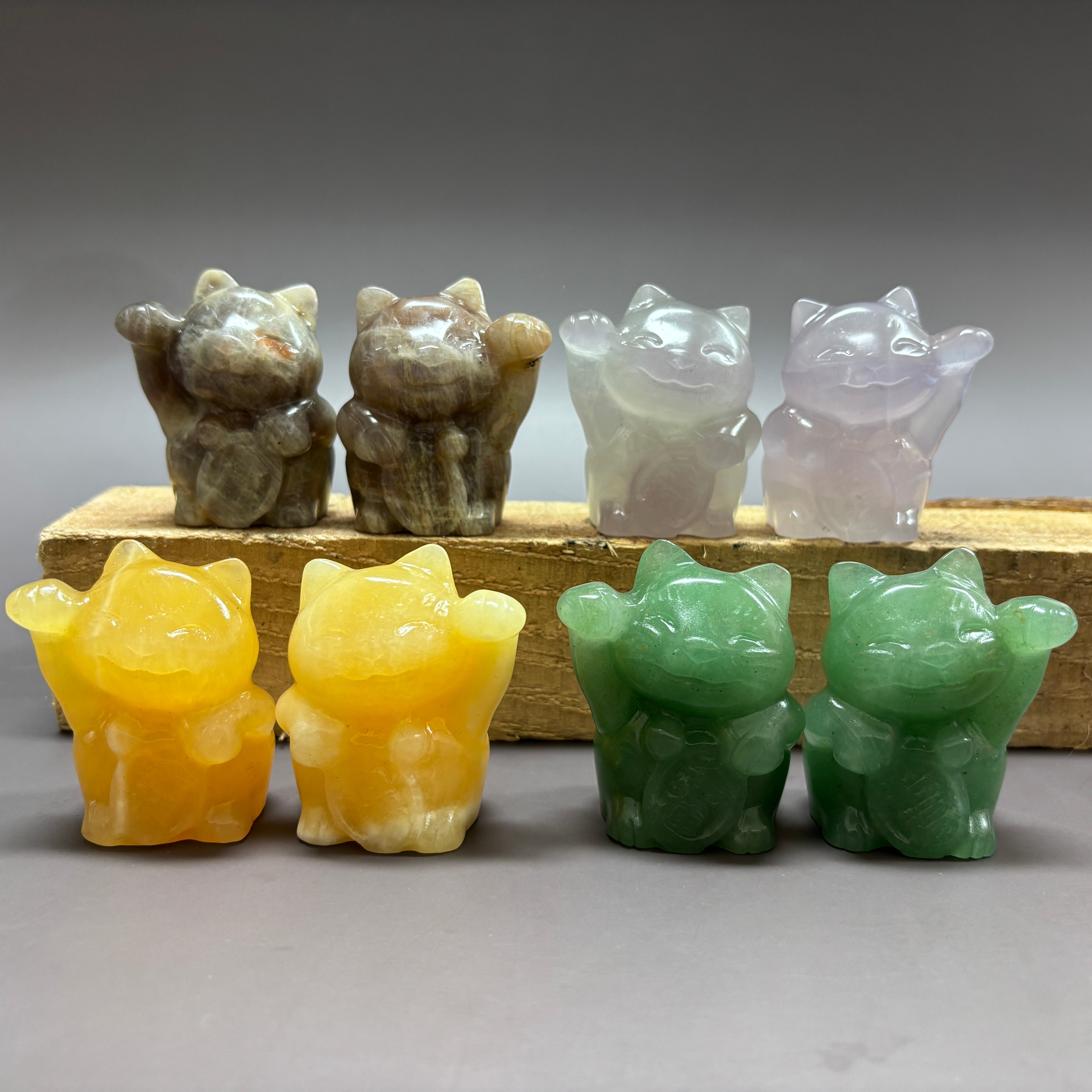 6CM Fortune Cat in Pair Lucky Cat Carving