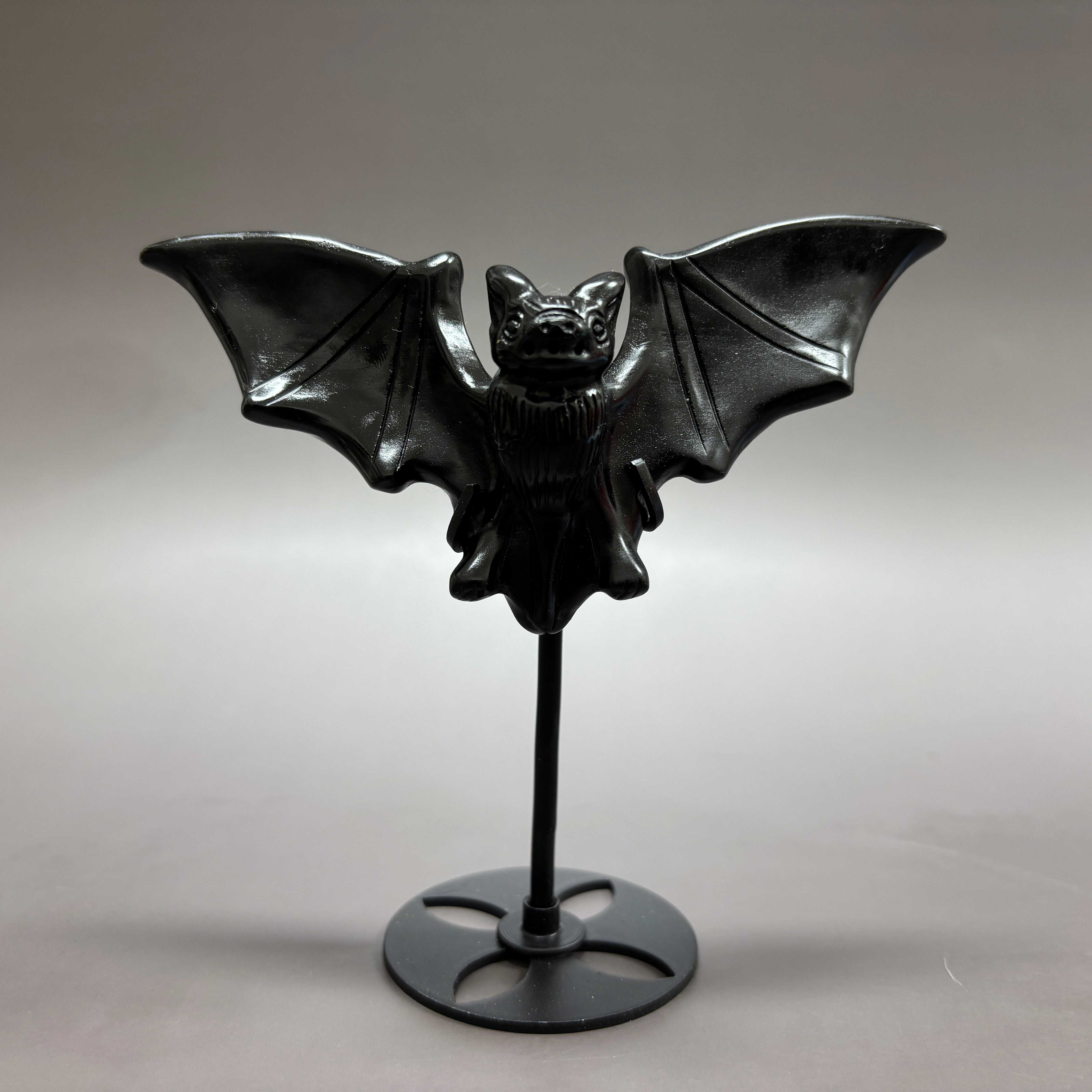 Natural Black Obsidian Bat on Stand Carving Table Decor Wholesale