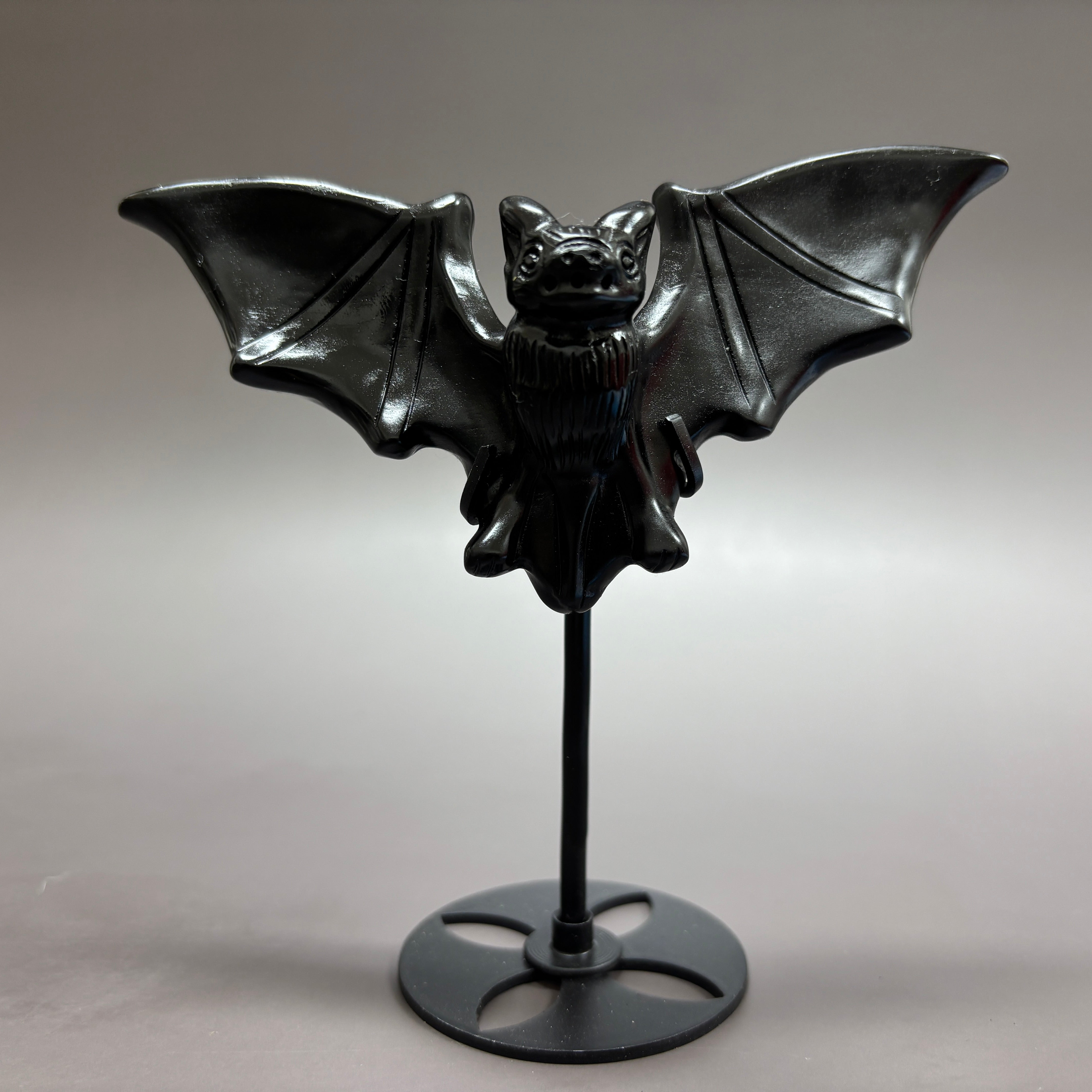 Natural Black Obsidian Bat on Stand Carving Table Decor Wholesale