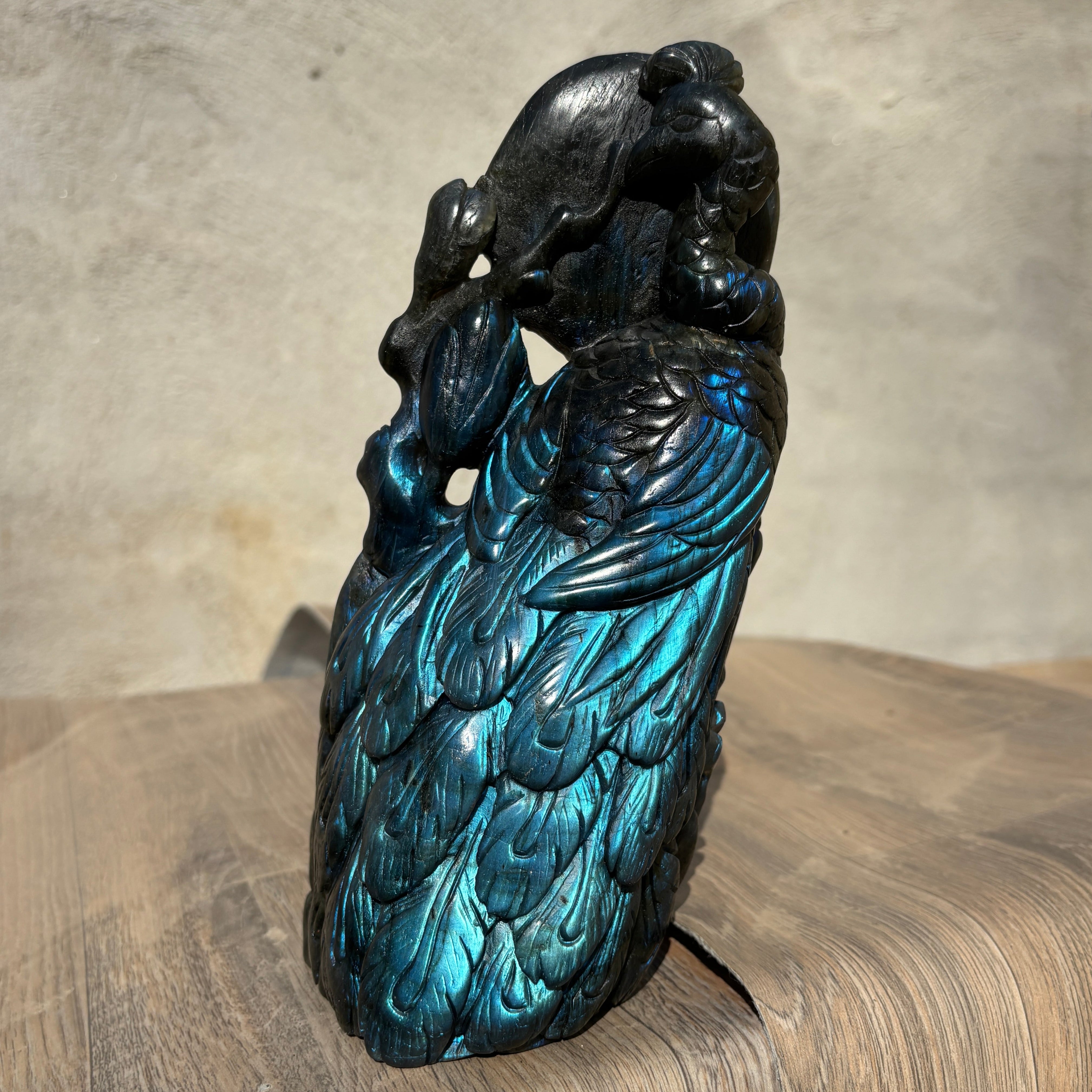 Peacock Natural Labradorite Strong Flash Crystal Carving Table Decor Gift Home Decor