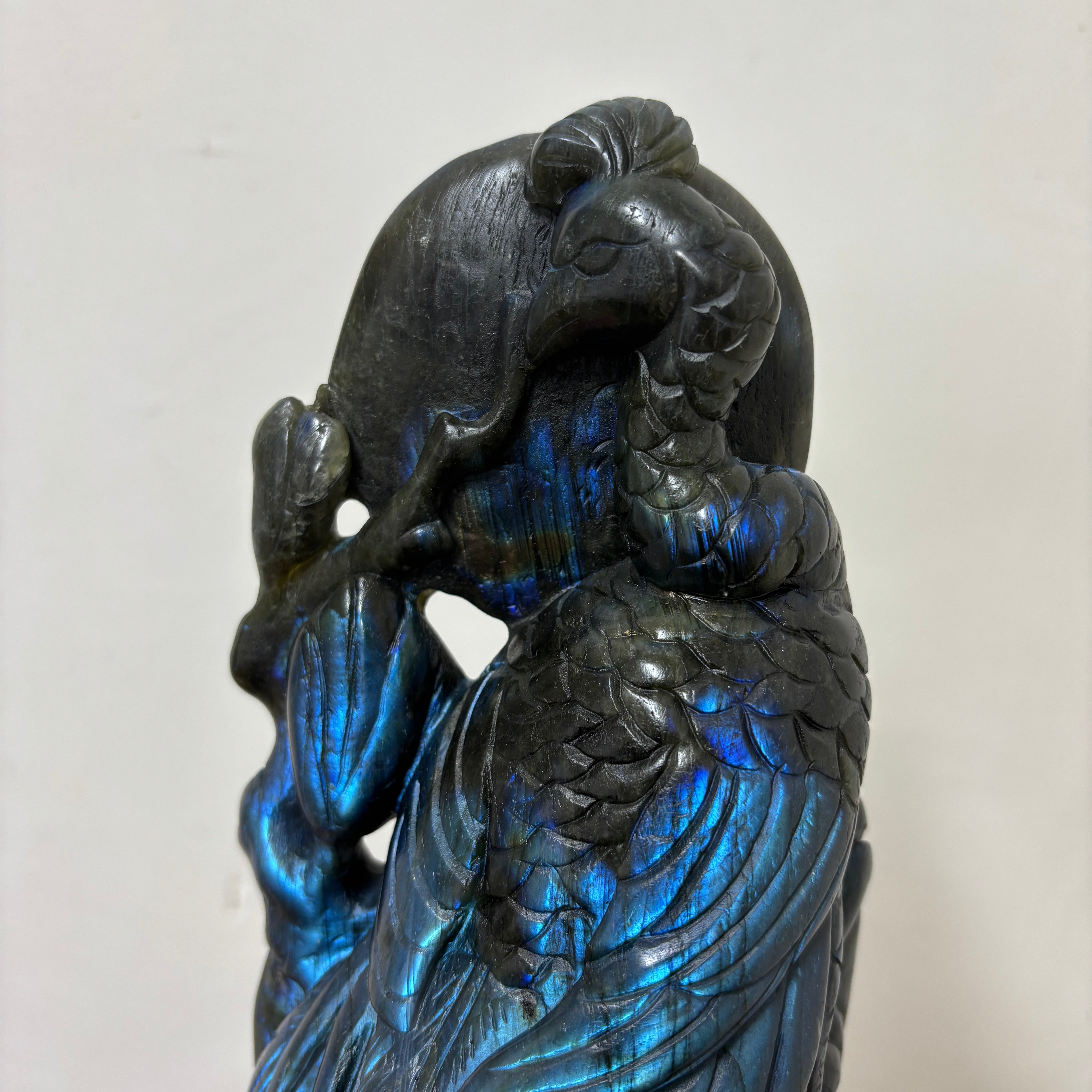 Peacock Natural Labradorite Strong Flash Crystal Carving Table Decor Gift Home Decor