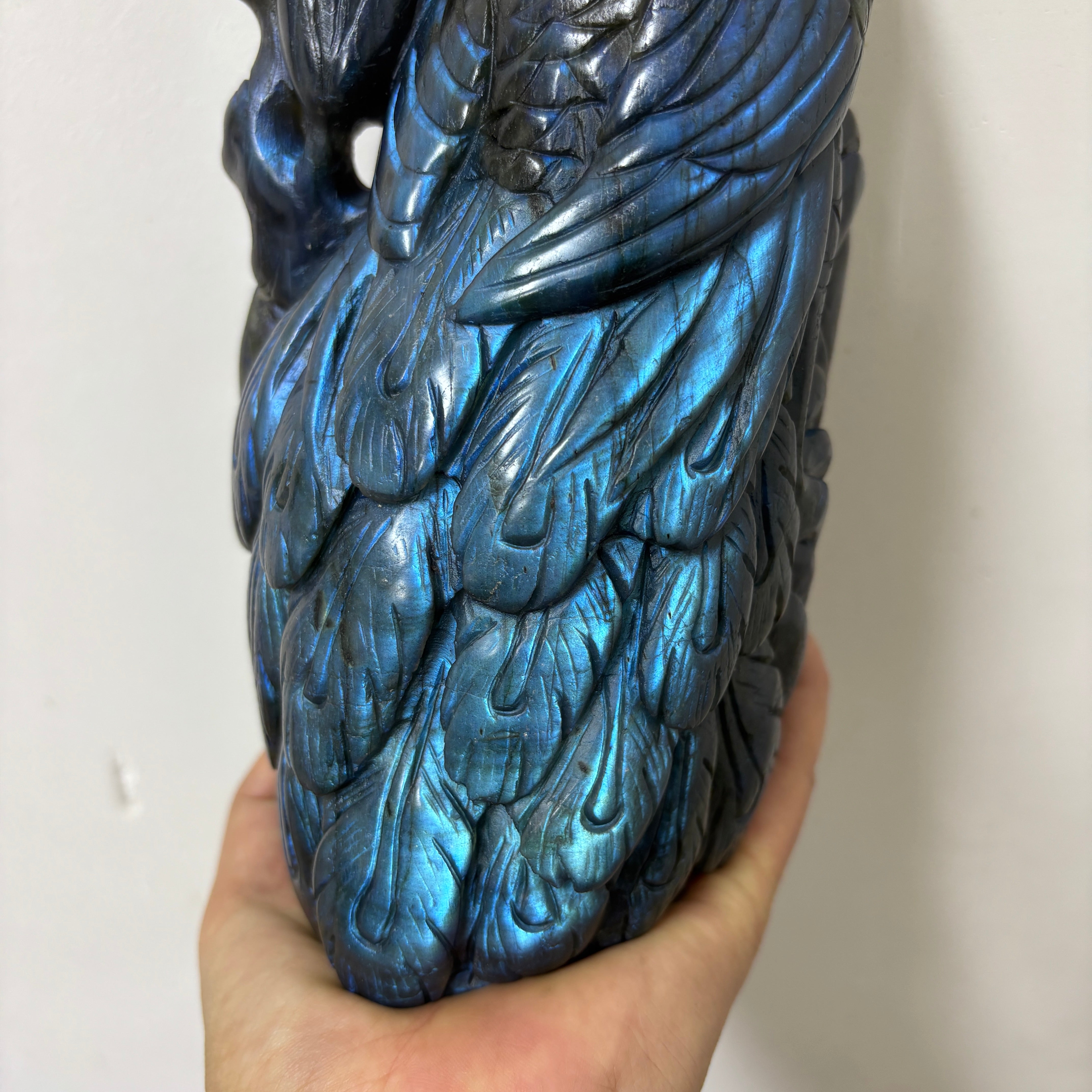 Peacock Natural Labradorite Strong Flash Crystal Carving Table Decor Gift Home Decor