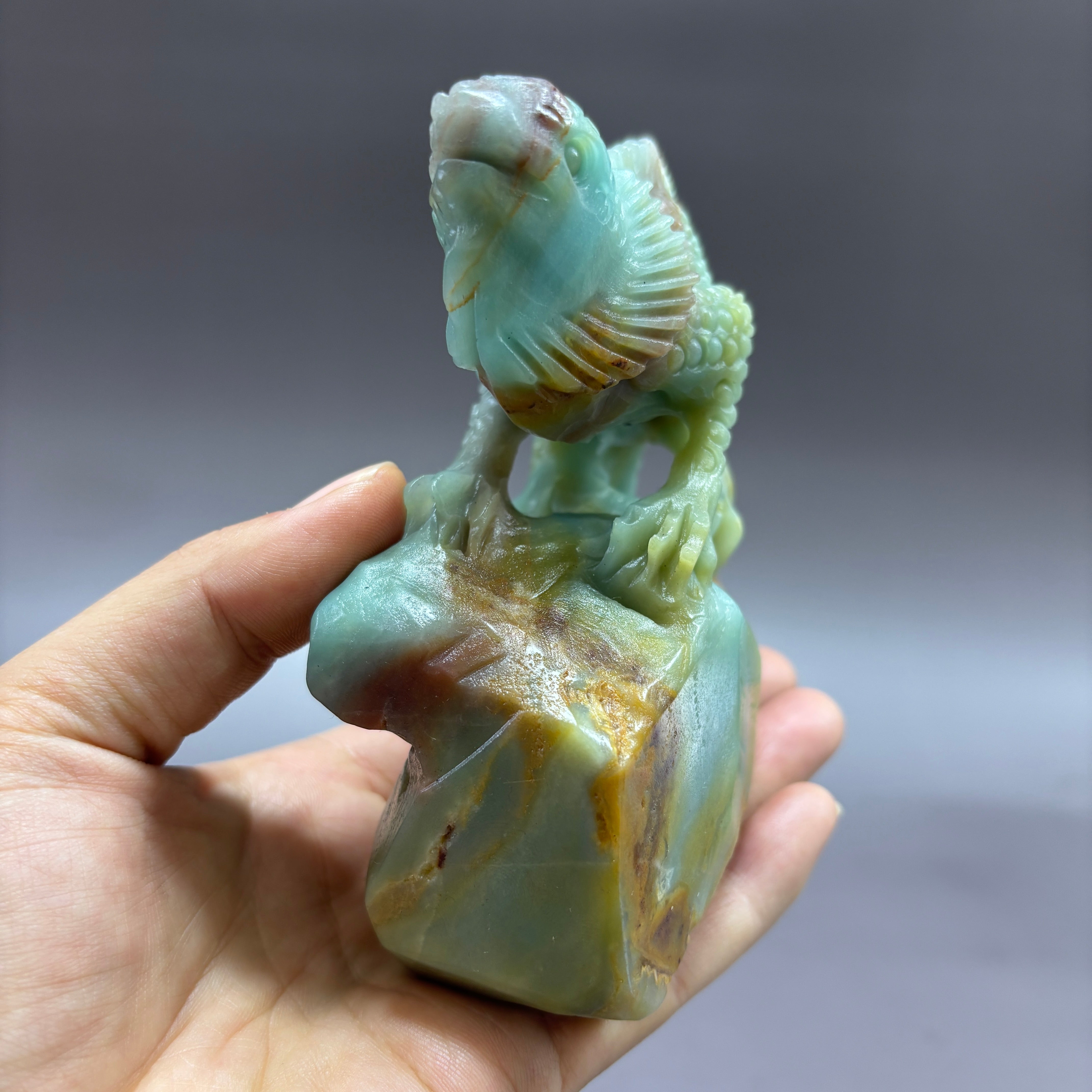 Lizard Chameleon Natural Caribbean Calcite Crystal Carving Table Decor Gift Home Decor