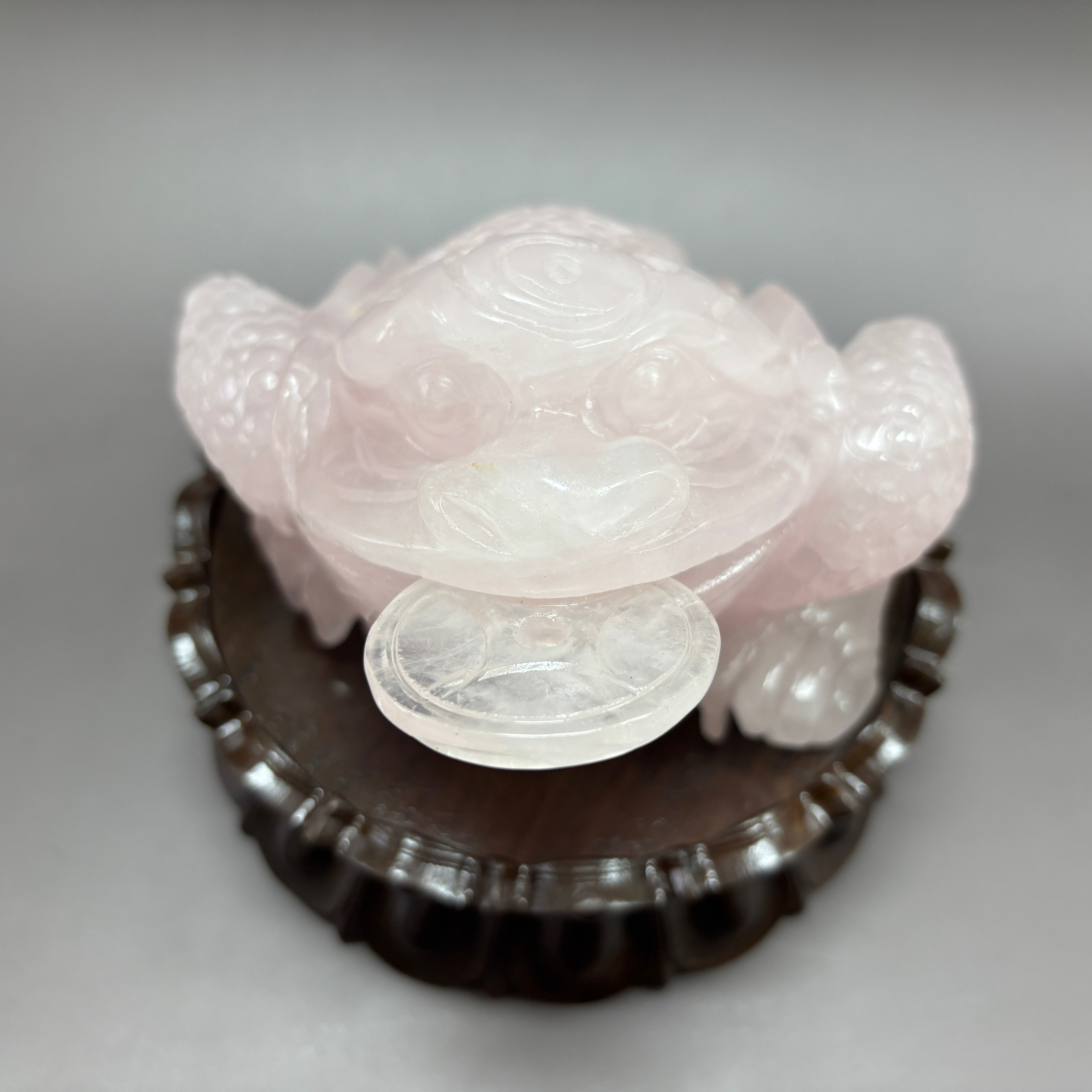 Money Toad Jin Chan Natural Rose Quartz Crystal Carving Table Decor Gift Home Decor