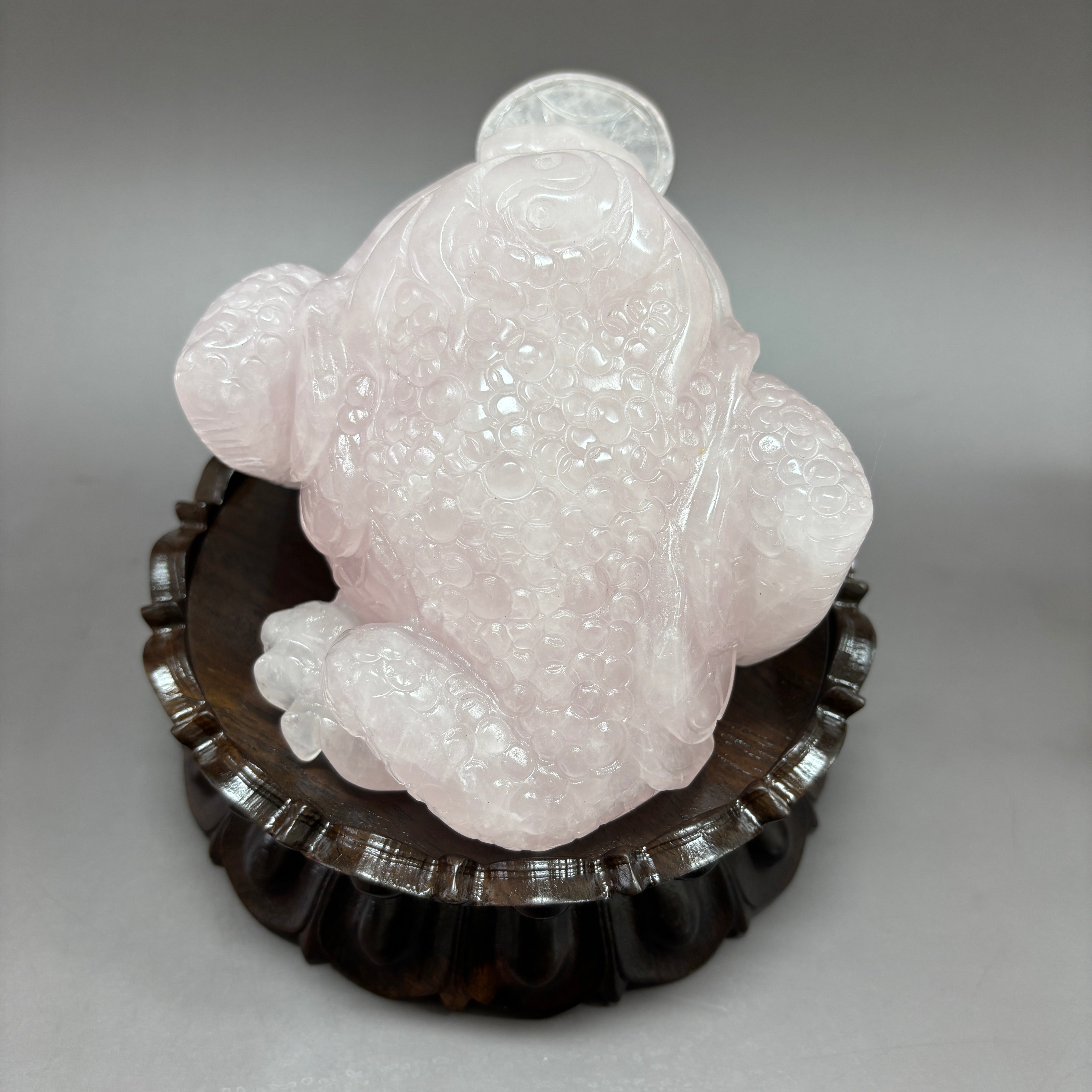 Money Toad Jin Chan Natural Rose Quartz Crystal Carving Table Decor Gift Home Decor