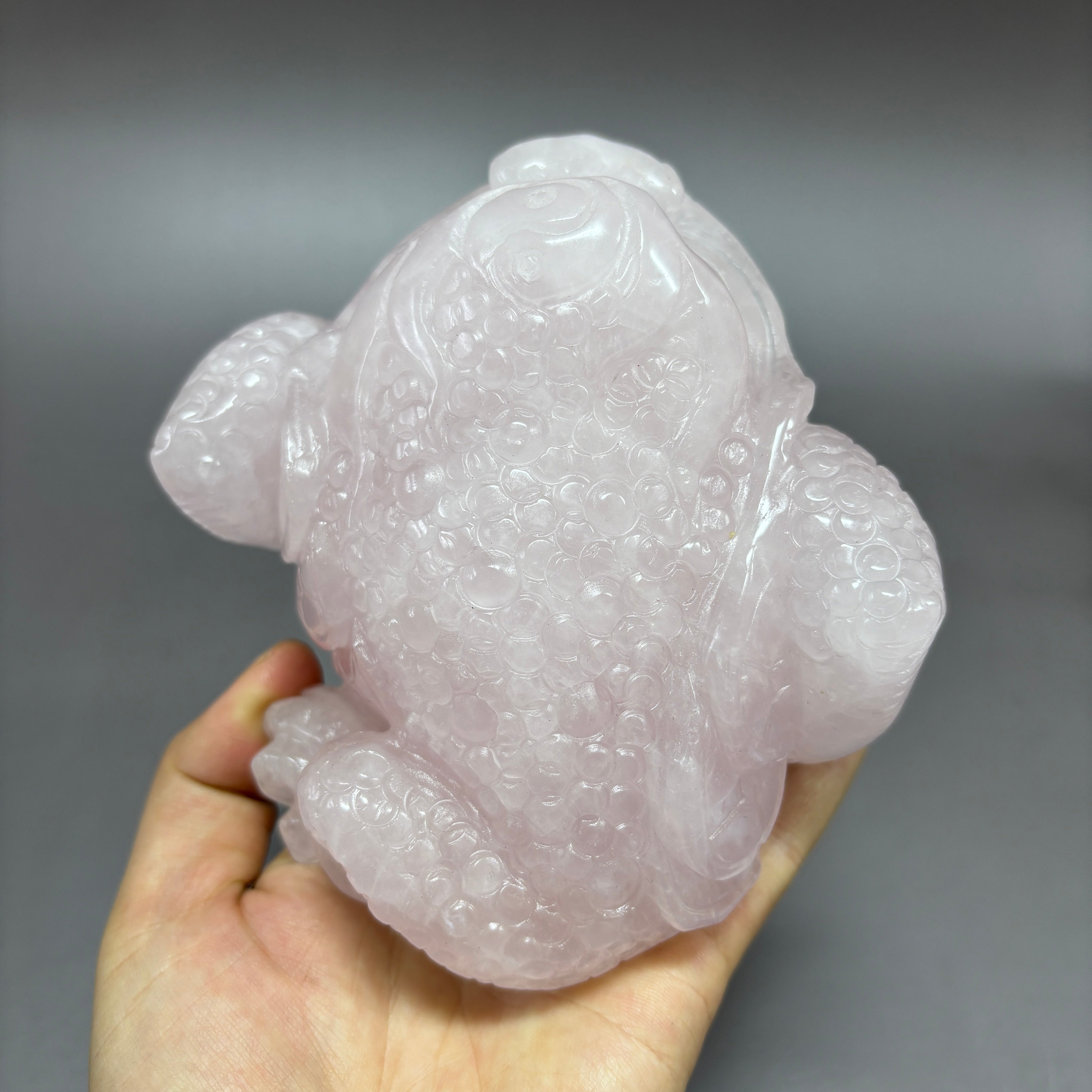 Money Toad Jin Chan Natural Rose Quartz Crystal Carving Table Decor Gift Home Decor