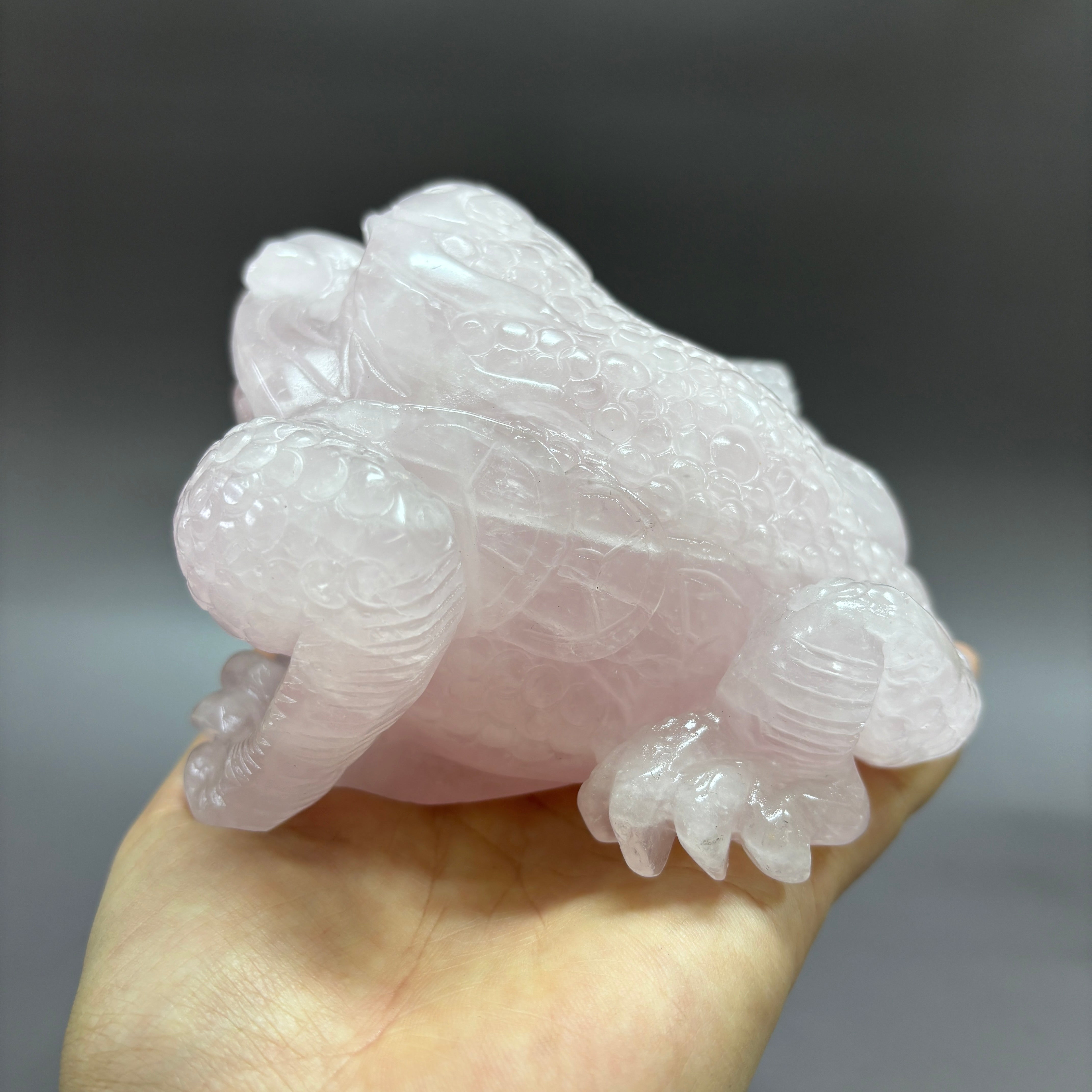 Money Toad Jin Chan Natural Rose Quartz Crystal Carving Table Decor Gift Home Decor