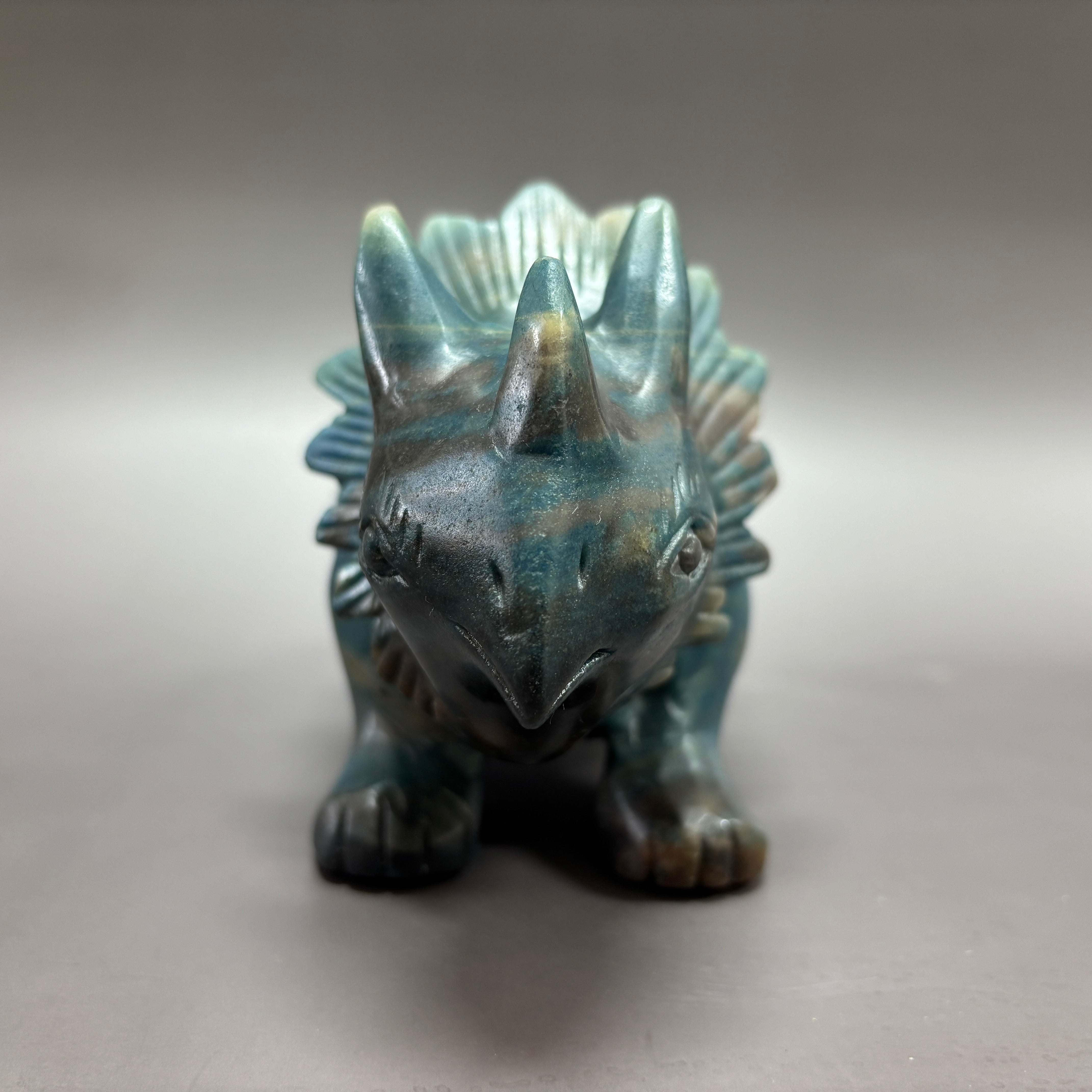 Triceratops Dinosaur Natural Trollite Crystal Carving Table Decor Gift Home Decor