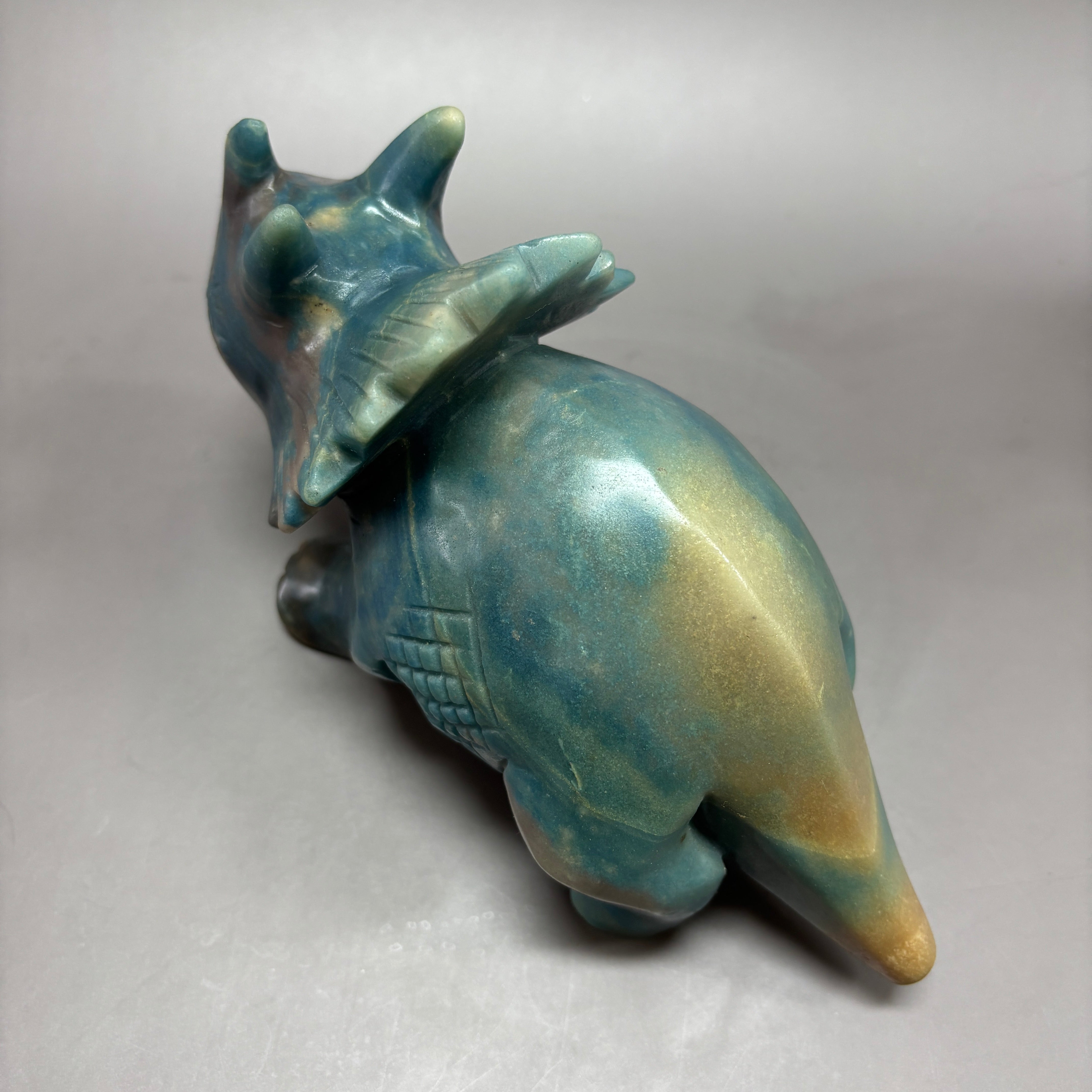 Triceratops Dinosaur Natural Trollite Crystal Carving Table Decor Gift Home Decor