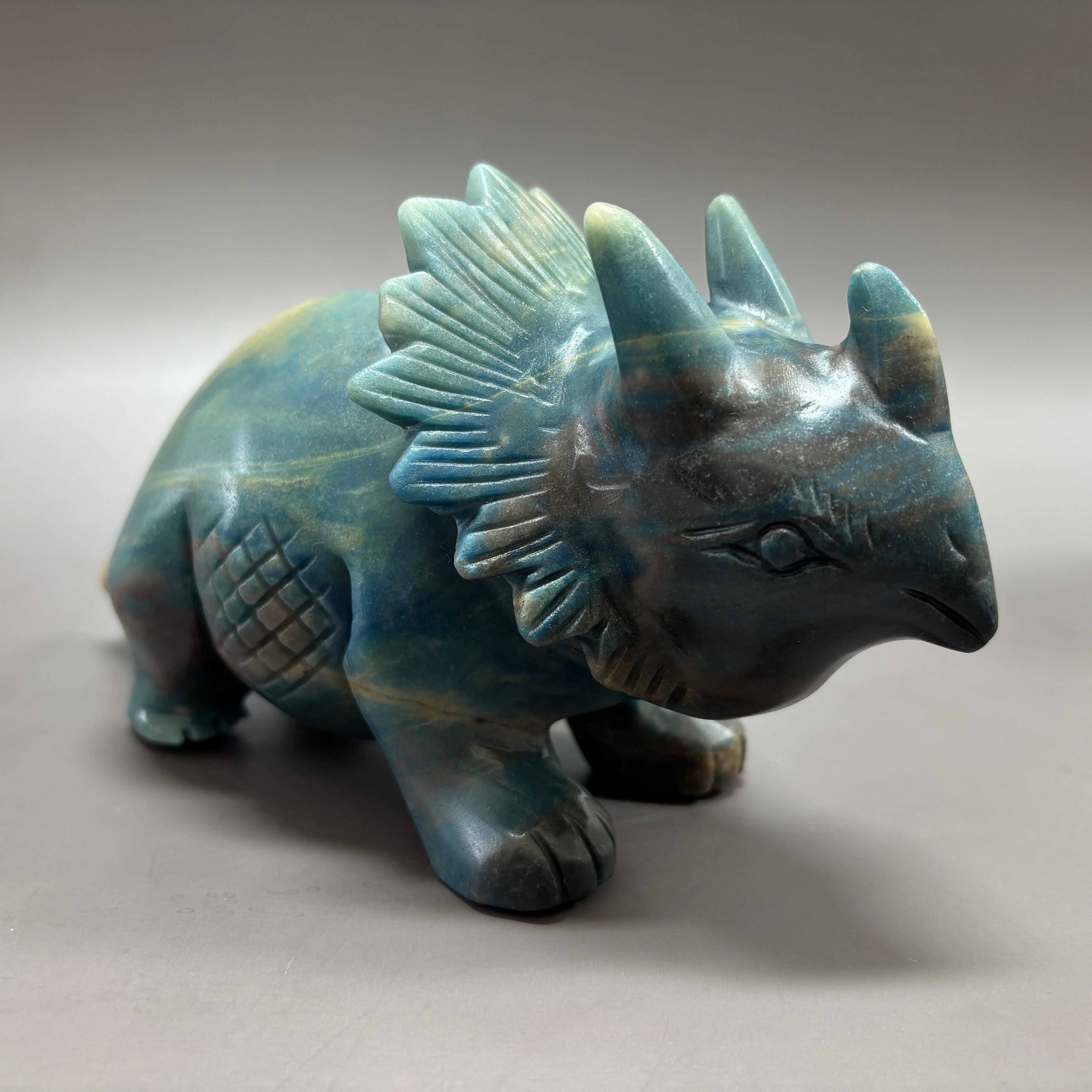 Triceratops Dinosaur Natural Trollite Crystal Carving Table Decor Gift Home Decor