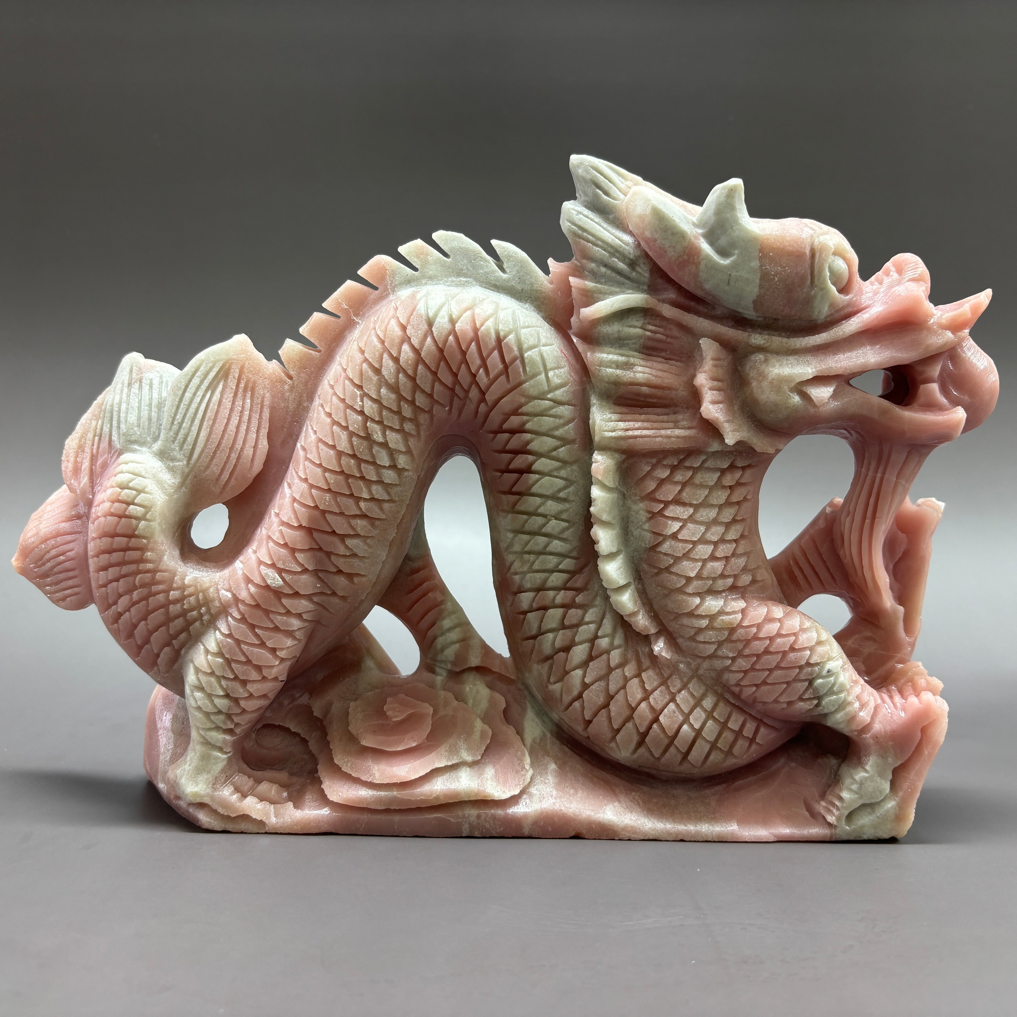 Dragon Natural Pink Opal Hand Carved Crystal Carving Table Decor Gift Home Decor