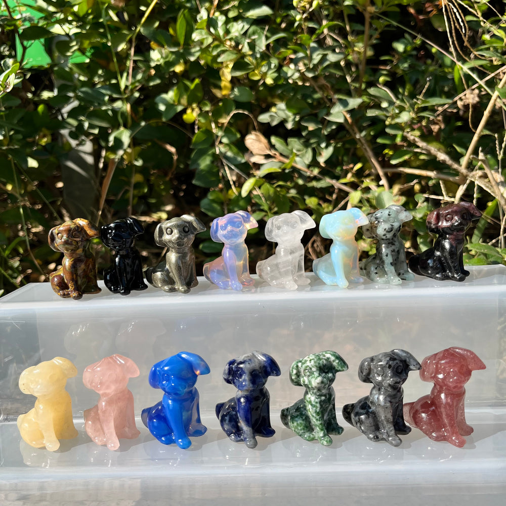 4CM Mini Puppy Dog Natural Crystal Stone Carving