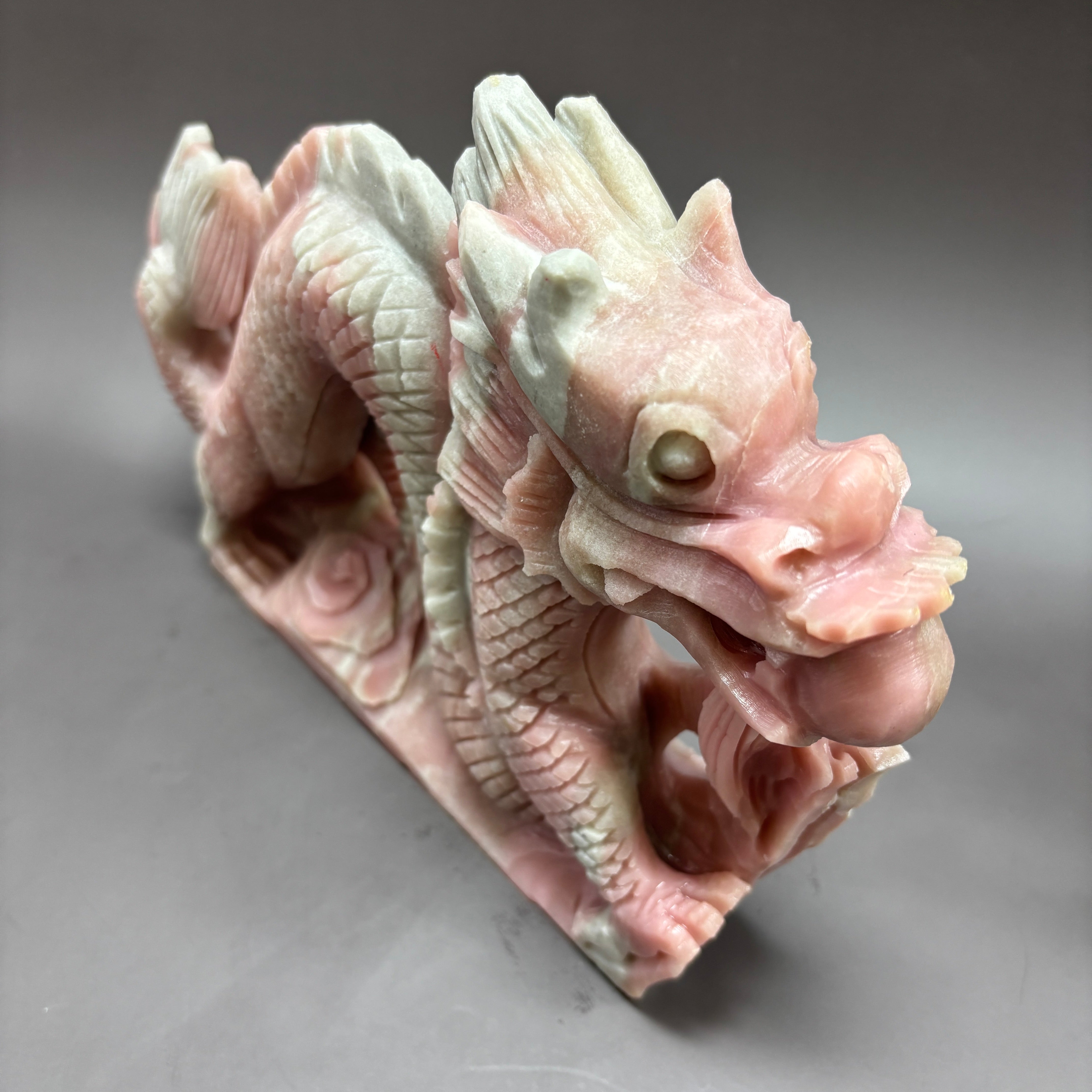 Dragon Natural Pink Opal Hand Carved Crystal Carving Table Decor Gift Home Decor