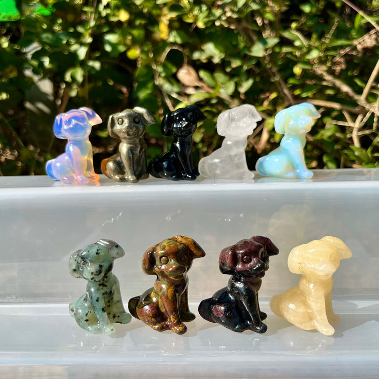 4CM Mini Puppy Dog Natural Crystal Stone Carving