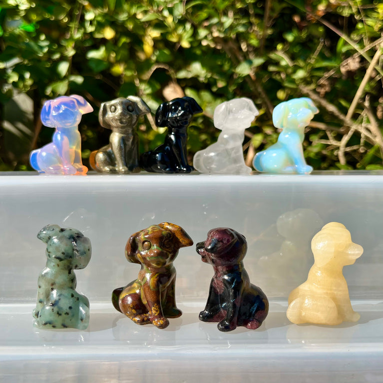 4CM Mini Puppy Dog Natural Crystal Stone Carving