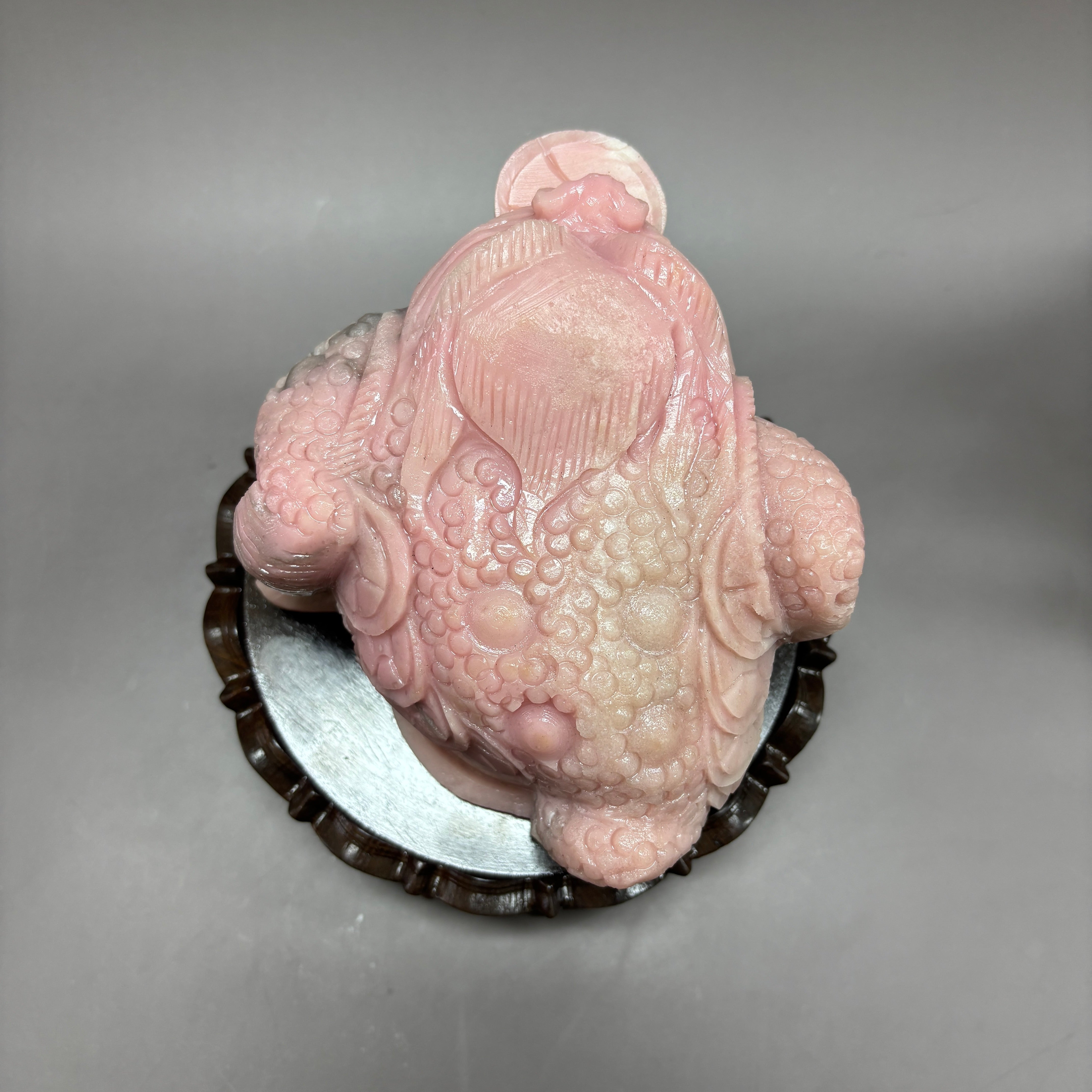 Money Toad Jin Chan Natural Pink Opal Crystal Carving Table Decor Gift Home Decor
