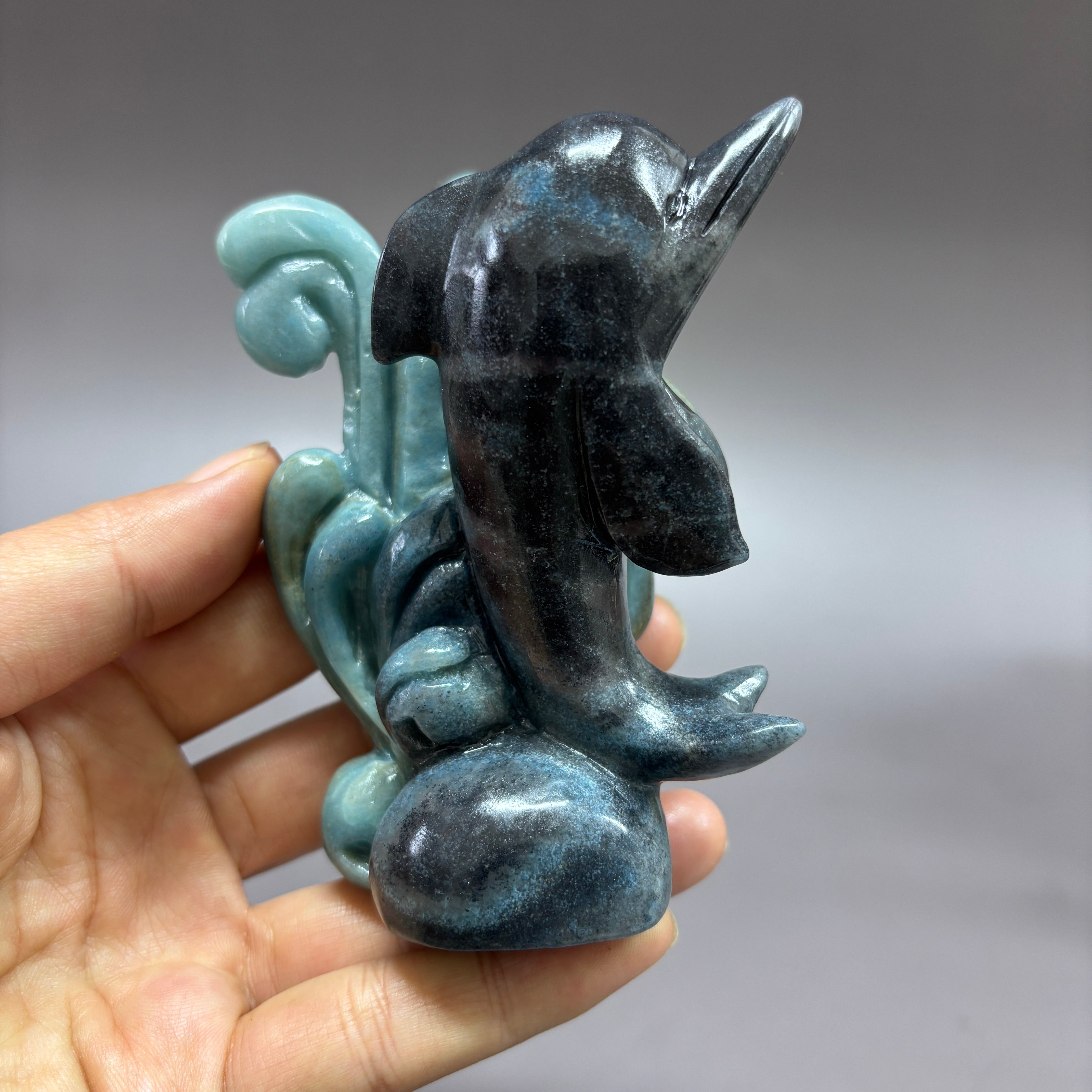 Dolphin Natural Trollite Crystal Carving Table Decor Gift Home Decor