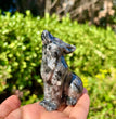 8CM Howling Wolf Natural Crystal Stone Carving Healing Stone Home Decoration