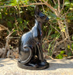 15CM Black Obsidian Egyptian Cat Sphynx Cat Carving Natural Crystal Healing Stone Home Decoration