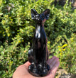 15CM Black Obsidian Egyptian Cat Sphynx Cat Carving Natural Crystal Healing Stone Home Decoration