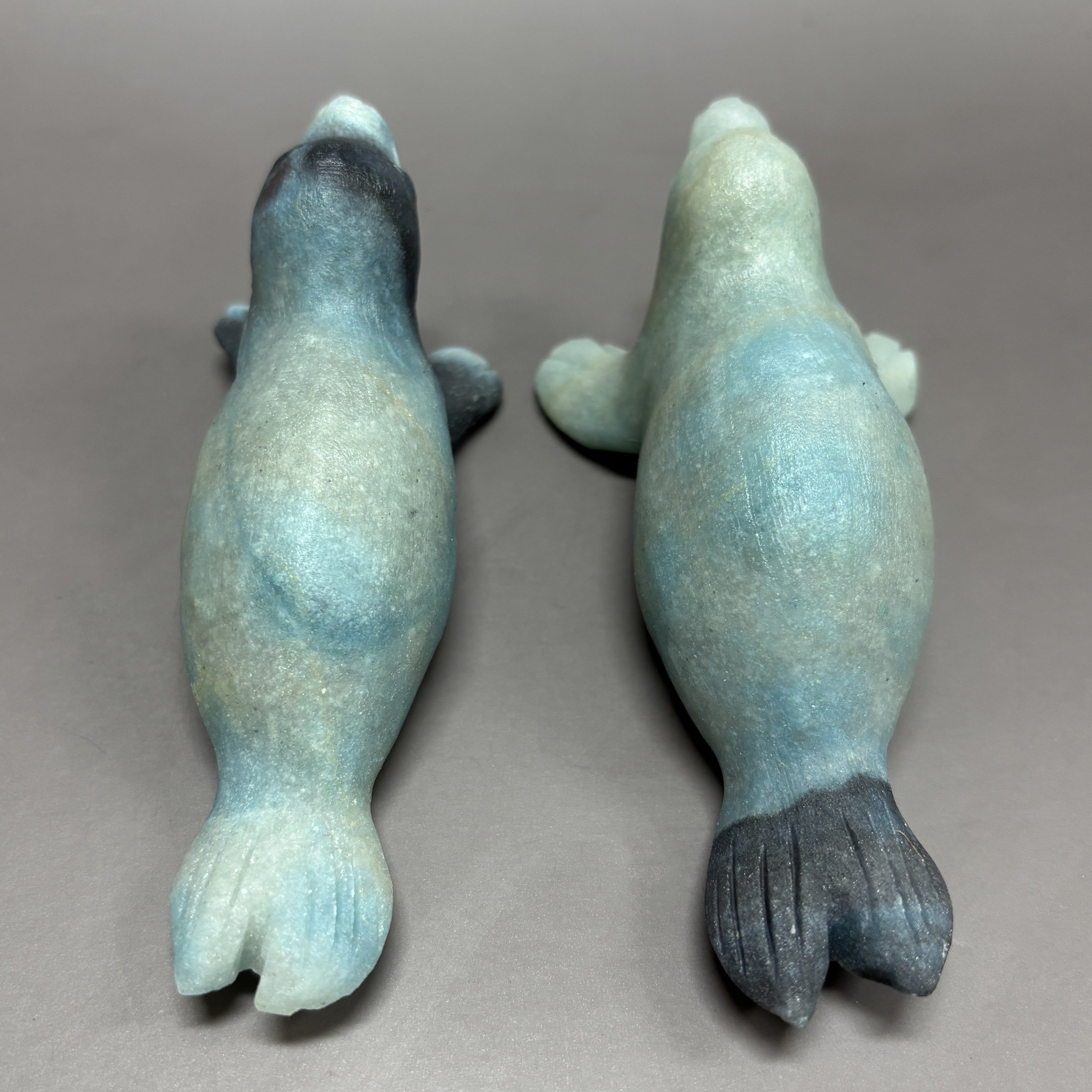 2PCS Natural Trollite Hand Carved Sail Carving Table Decor Gift