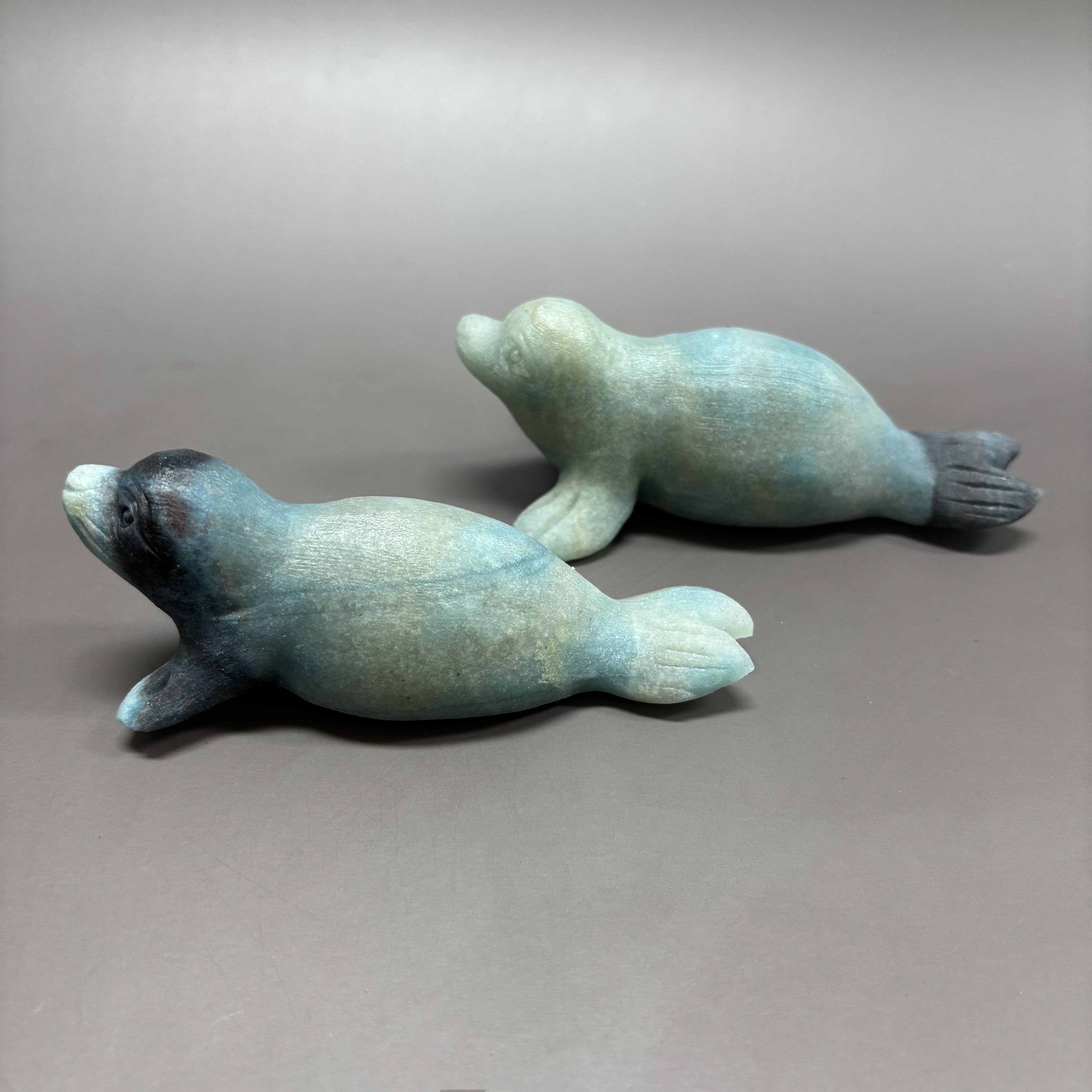 2PCS Natural Trollite Hand Carved Sail Carving Table Decor Gift