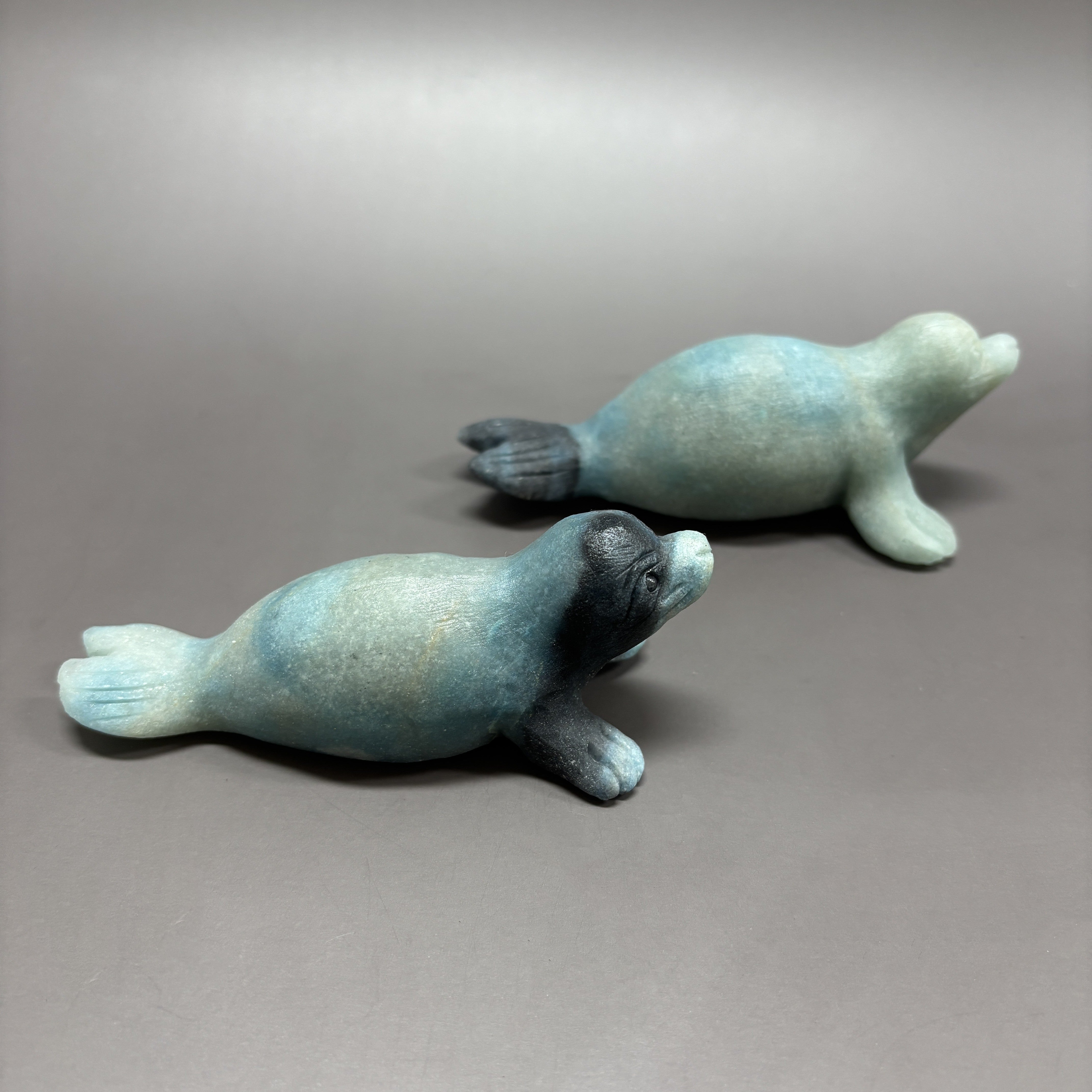 2PCS Natural Trollite Hand Carved Sail Carving Table Decor Gift