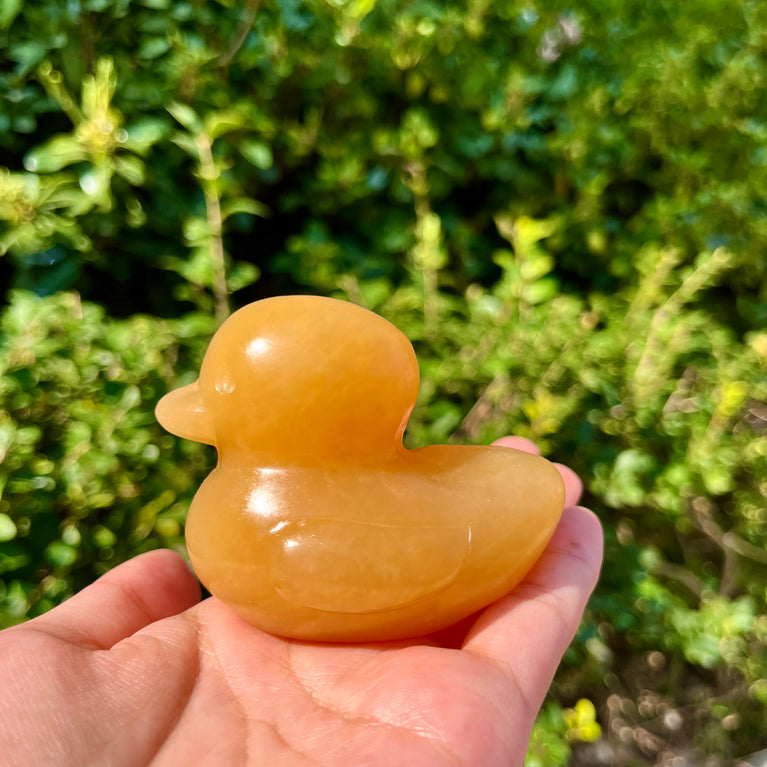 3CM/7CM Yellow Rubber Duck Stone Carving Natural Crystal Gift Home Decoration